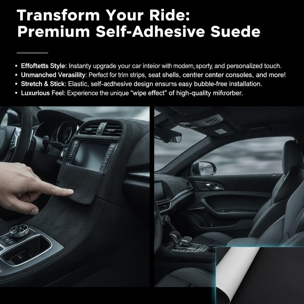 Self-Adhesive Fabric for Automotive Interior Decor &ndash; Durable, Universal Fit, Compatible with Various Models, Versatile Use &ndash; High-Quality Material for DIY Car Modifications, Easy to Cut &ndash; Unron image number 4