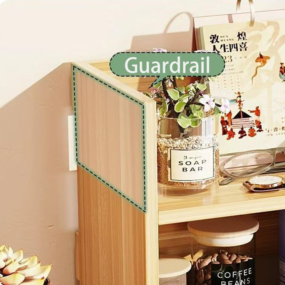 Hbluefat 3-Tier Desktop Bookshelf, Small Wood Countertop Bookcase Desk Organizer Literature CD Photo Display Storage Rack for Home Office (White) - Wood image number 2