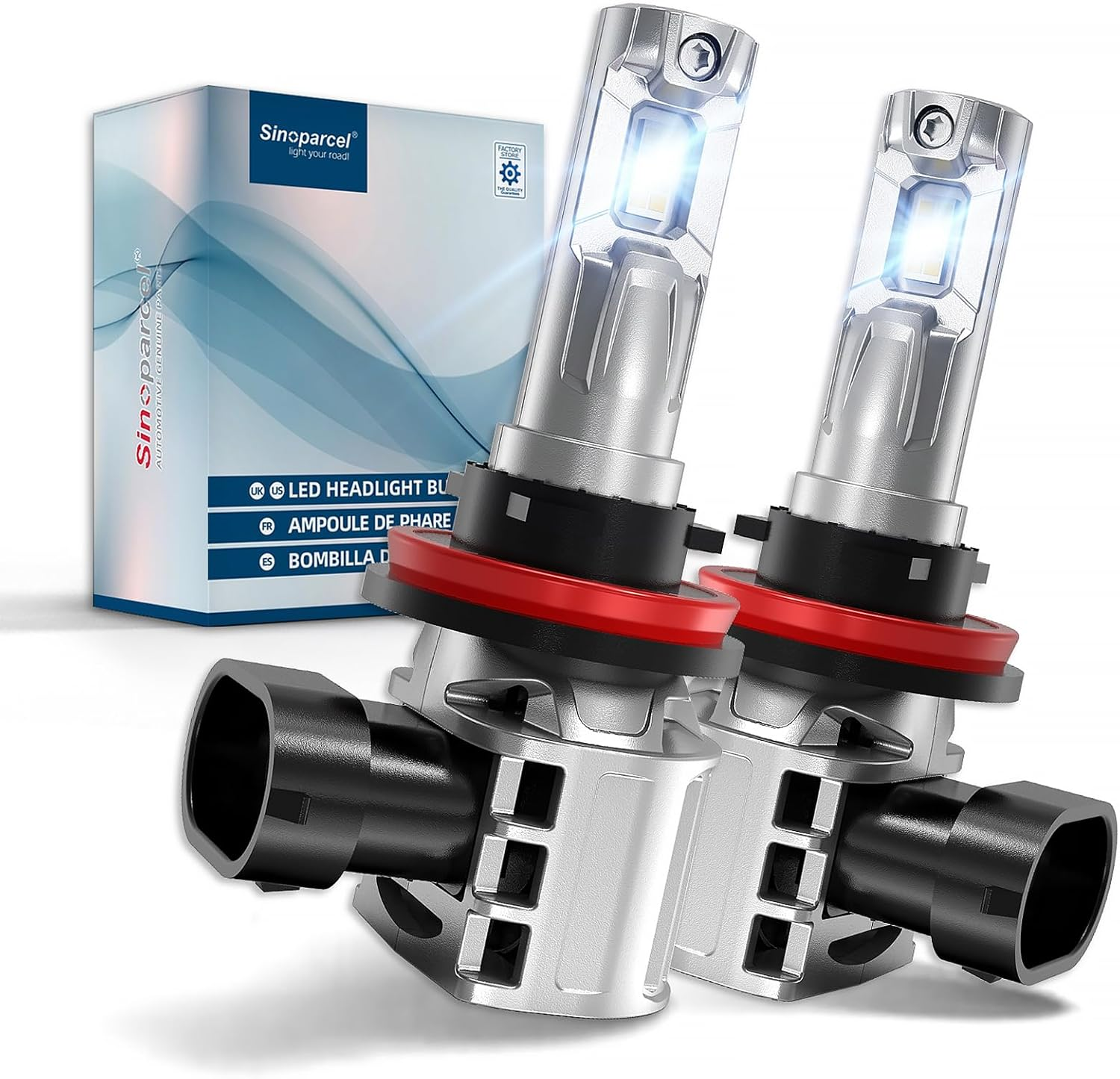 Sinoparcel H11 LED Headlight Bulb Low Beam, H11/H8 Fog Light Bubs or DRL or H9 High Beam, 20000Lm/Set 6500K White with Cooling Fan, Super Bright Conversion Kit, Pack of 2 image number 6