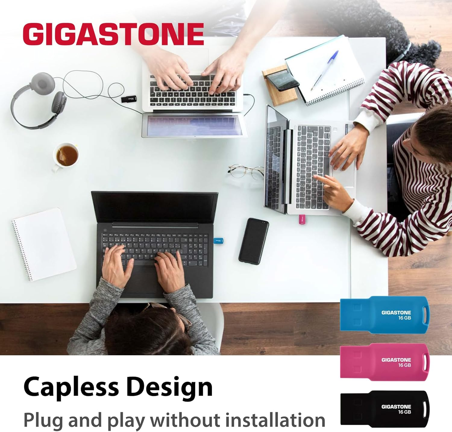 Gigastone V70 64GB 10-Pack USB 2.0 Flash Drive Thumb Drive Memory Stick Pen Drive Capless Retractable Design image number 1