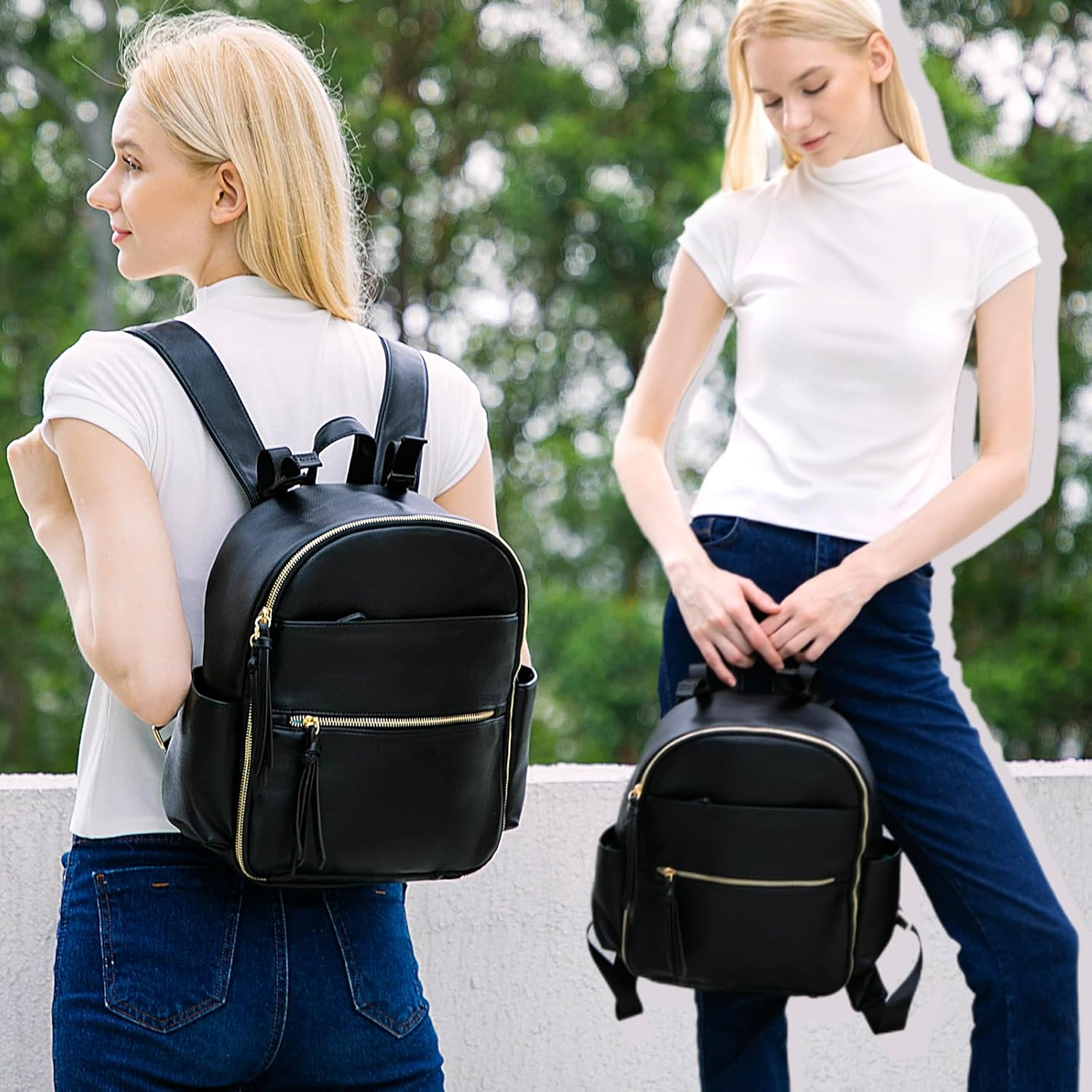 MOMINSIDE Small Diaper Bag Backpack, Mini Baby Diaper Bag, Diaper Bag Organizers, 2 Insulated Pockets, Stroller Straps image number 4