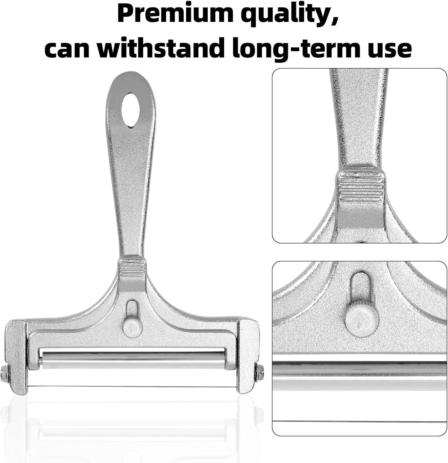 Lasuroa Cheese Cutter, Stainless Steel Cheese Slicer with 4Pcs Extra Wires Adjustable Handheld Butter Block Cutter for Cheddar Gruyere Mozzarella Kitchen Slicing Tools