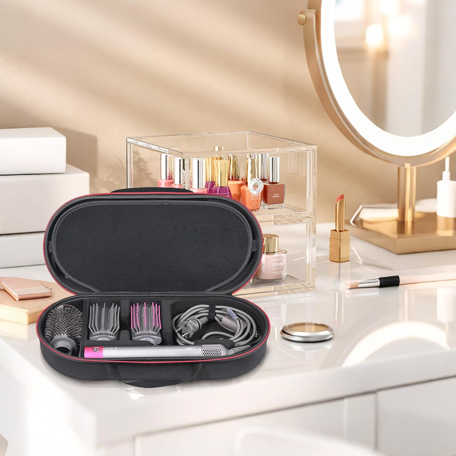 RLSOCO Case for Dyson Airwrap I.D. /Airwrap Co-Anda2X Multi-Styler and Dryer, Hard Carrying Case for Multi-Styler Dryer and Attachments - Black (Case Only) image number 6