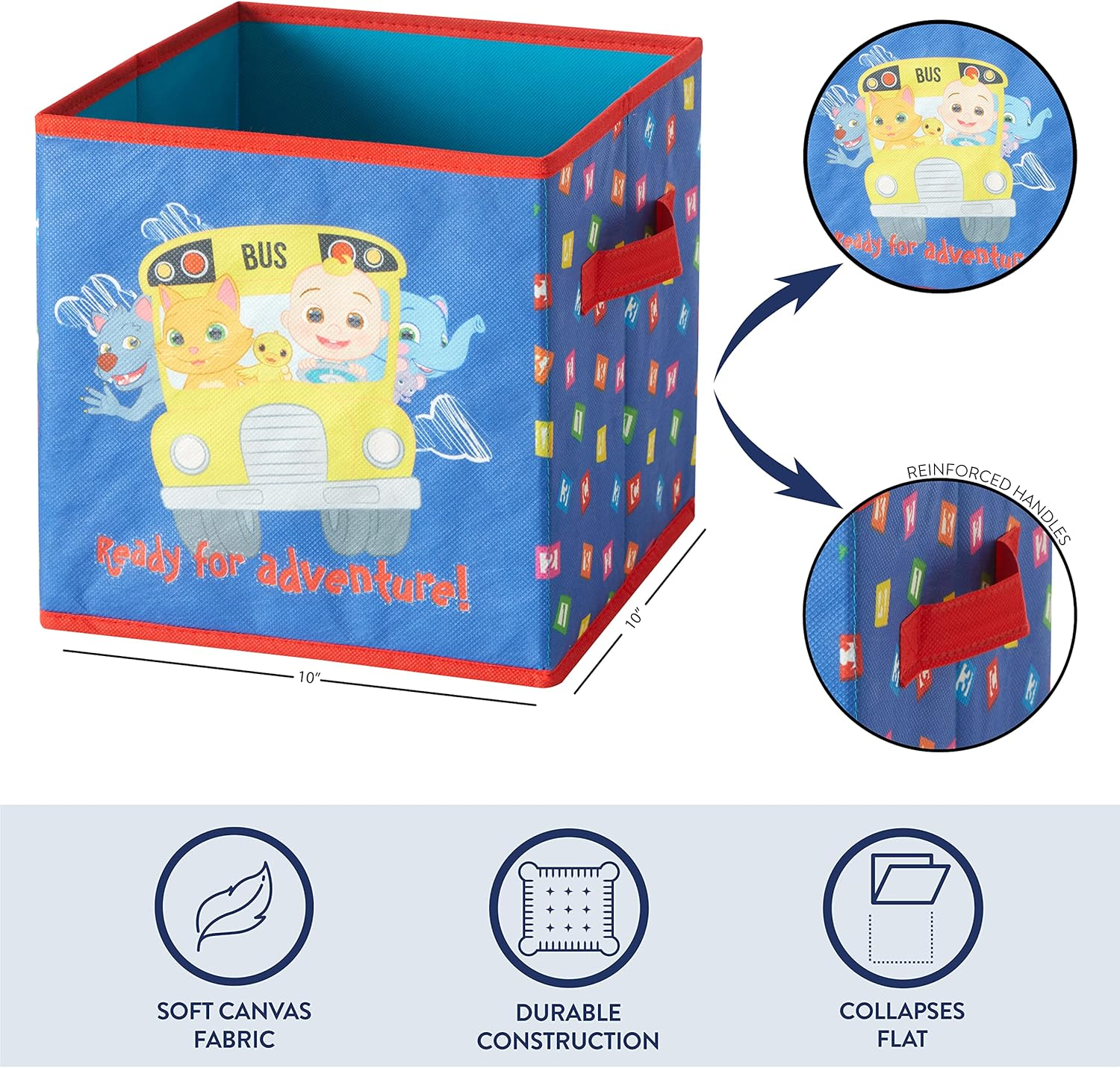 Idea Nuova Cocomelon Set of Two Spacious Collapsible Storage Cubes, 10"X10" image number 2