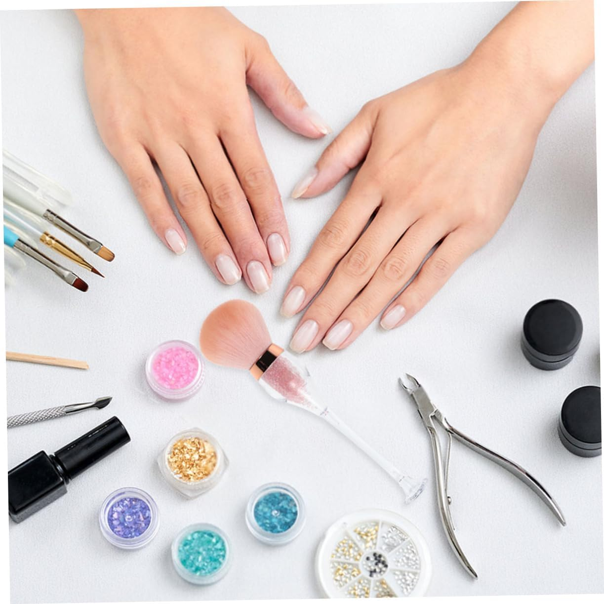 DECORNIJIA 2Pcs Nail Dust Cleaning Brush Soft Bristles Manicure Tool Unique Wine Shape Design for Dust Removal Salon Nail Art Brush image number 3