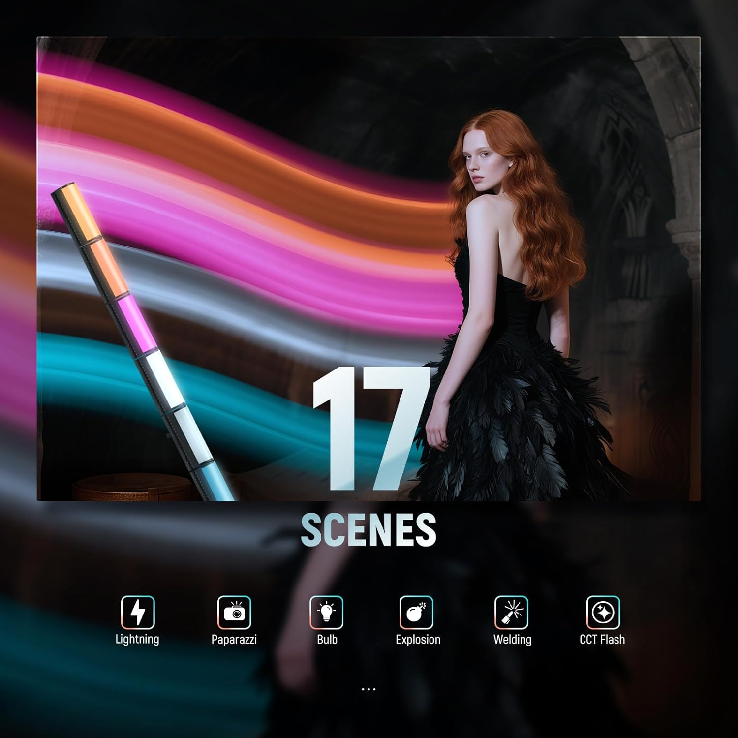 NEEWER Magnetic Handheld Light Wand with Desk Tripod, 17 Scenes, APP Control 360&deg; Full RGB Mini LED Video Lighting Stick, 2500K-8500K Dimmable CRI97 for Photography Vlog Tiktok, 2550Mah Battery, TL97C image number 2