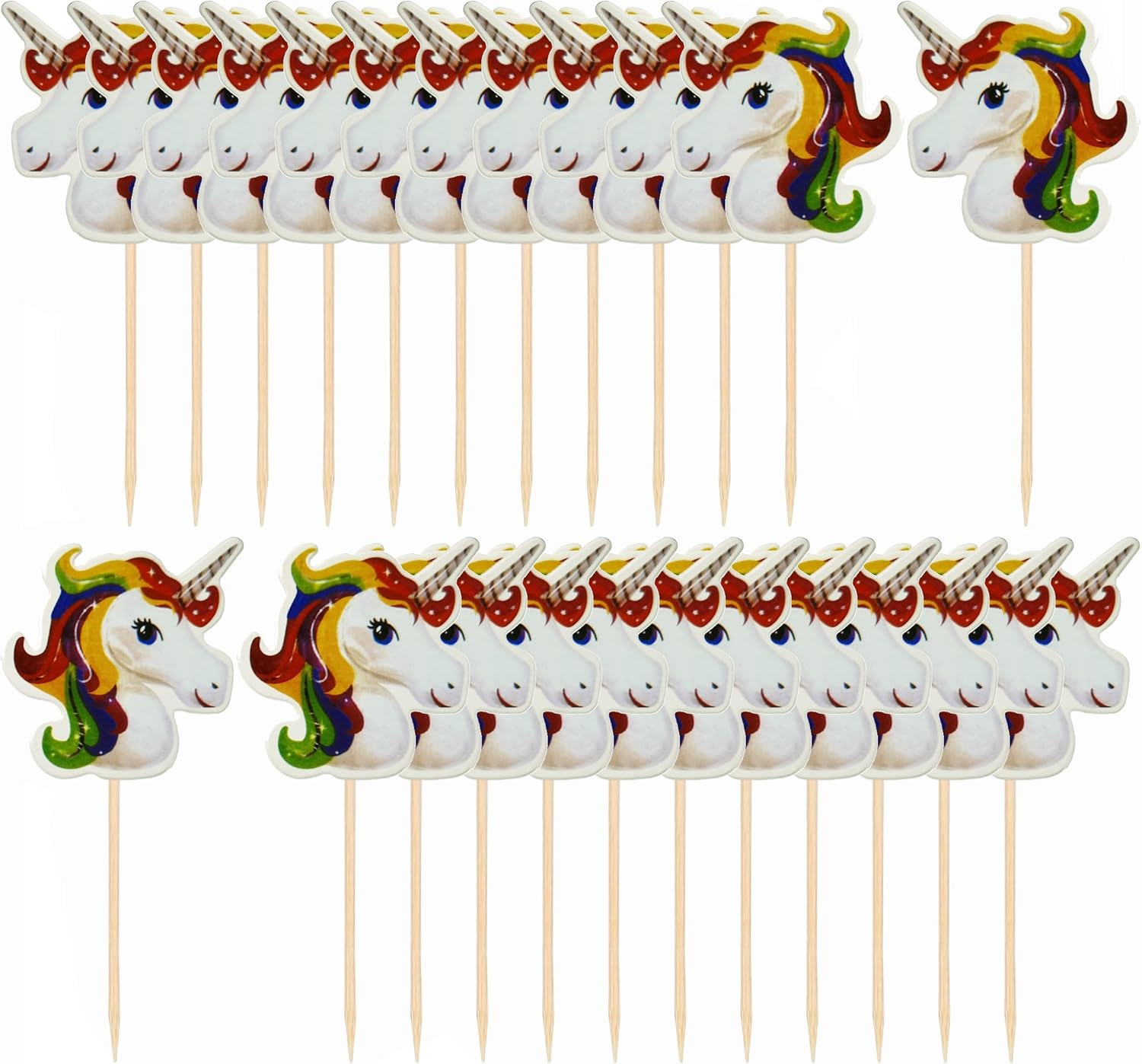 Unicorn Cake Decoration, 24 Pieces Unicorn Decoration for Cupcake and Muffin, Unicorn Topper for Birthday Decoration and Cake Decoration, Rainbow Unicorn Decoration Cake for Girls Birthday and Party,