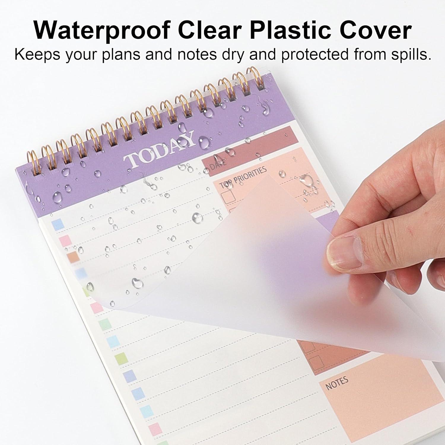 JUNART Daily Planner Notepad, 8.5"&times;5.7" to Do List Notepad Spiral Bound, Clear Cover Portable Daily Planner for Students,Commuters,Office,Home(Green) image number 5