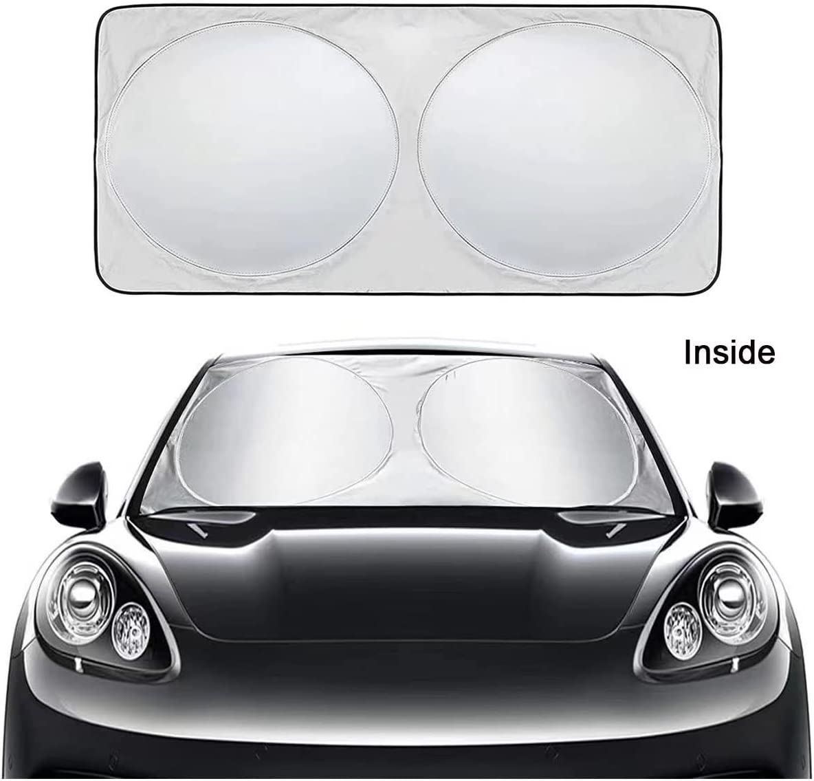 Upgraded Foldable Car Sun Shade Covers,Collapsible Car Windshield Sun Shade Maximise UV Protection,Keep Vehicle Cooler(150Cm*70Cm) image number 5