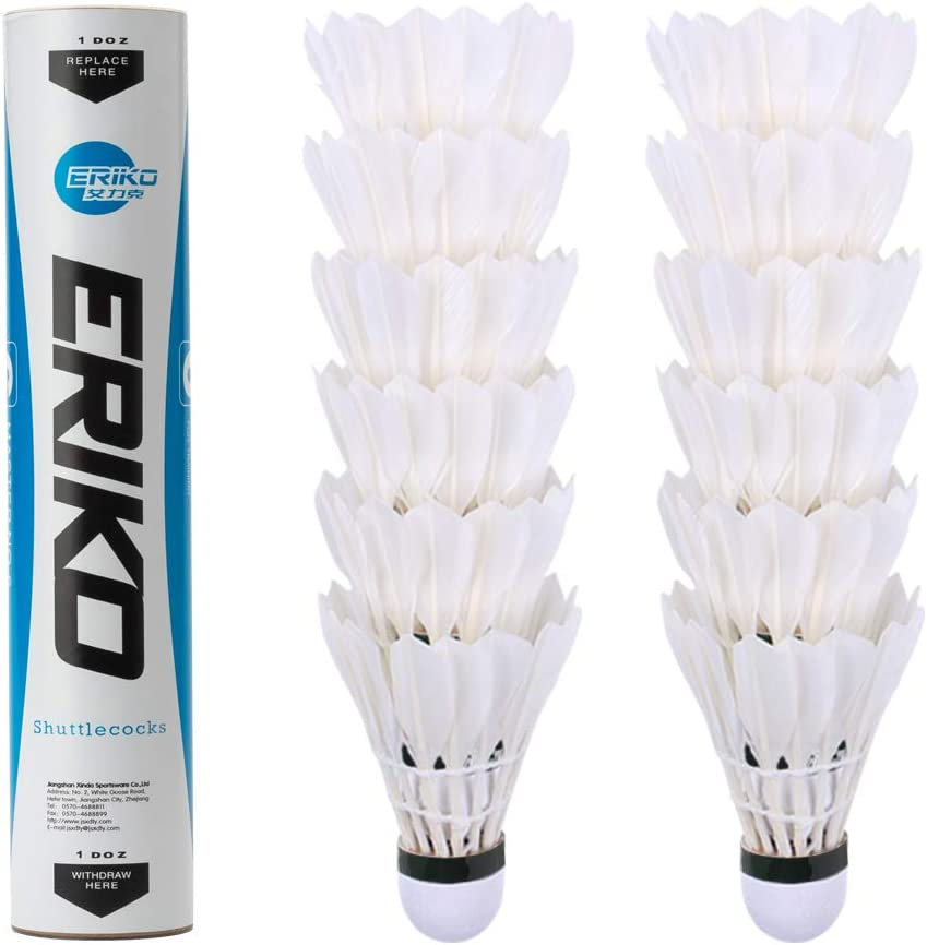 ERIKO 12-Pack Goose Feather Badminton Shuttlecocks with High Stability and Durability,High Speed Badminton Birdies Balls Model 6 image number 6