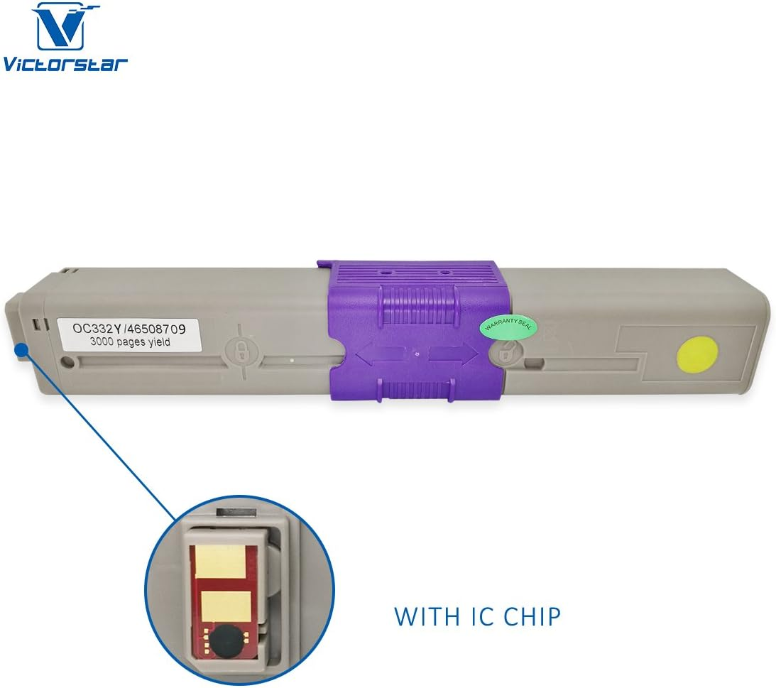 VICTORSTAR Compatible Toner Cartridges C332 MC363 C332Dn Mc363Dn C332Dnw Mc332Dnw 4 Colors 3500 Pages for Black 3000 Pages for C M Y for OKI Okidata Color Laser Printers