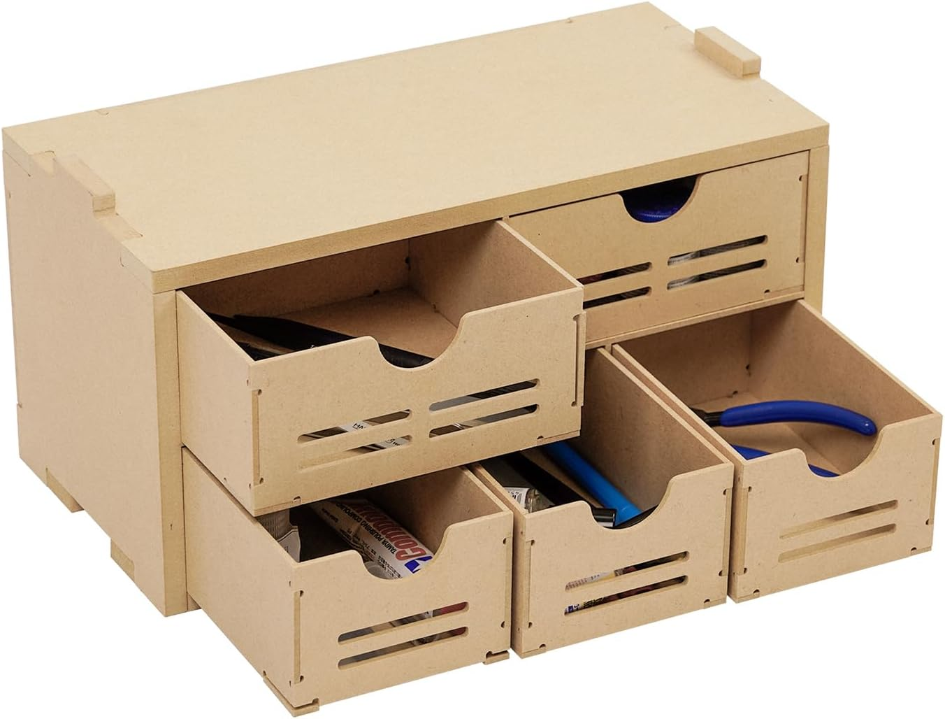 Plastic Model Kit Tool Storage Rack, Drawer Hobby Modeling Tool and Parts Storage,Wooden Paint Organizer with MDF Material, Craft Supplies Storage for Tamiya Gundam Tools, GK2 image number 3