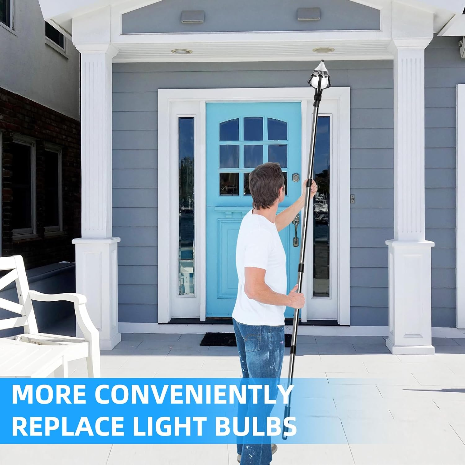 Light Bulb Changer High Ceiling, 3-12FT Assembled Light Bulb Changer for Recessed Lights with Extension Pole Changer， Baskets & Suction Cup, Bulb Removal Tool for Household, Camping (Black) image number 1