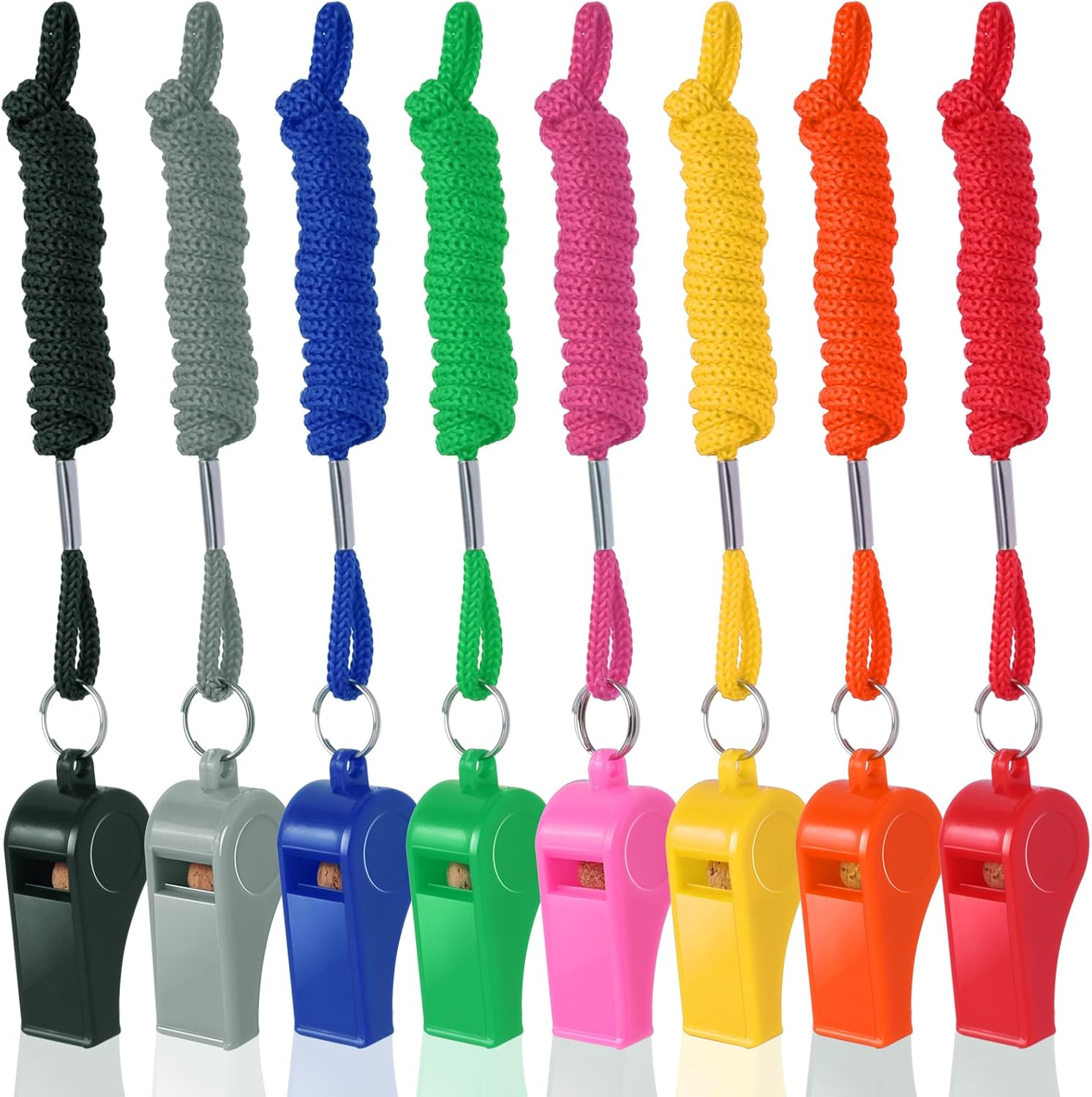 Seakii 8-Pack Colorful Plastic Whistles with Lanyards - 120Db Loud Sports Whistles for Coaches, Teachers, Emergency Kits & Events image number 3