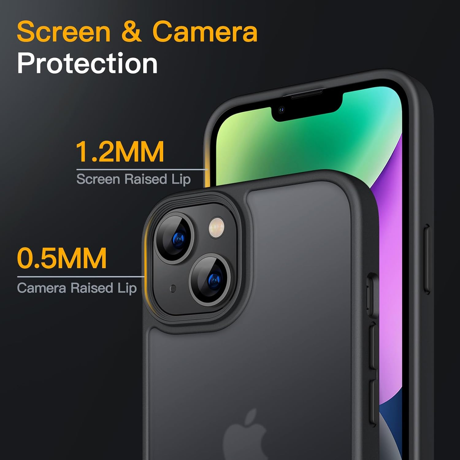 Jetech Matte Case for Iphone 14 6.1-Inch, Shockproof Military Grade Drop Protection, Frosted Translucent Back Phone Cover, Anti-Fingerprint (Black) - Light Purple image number 4