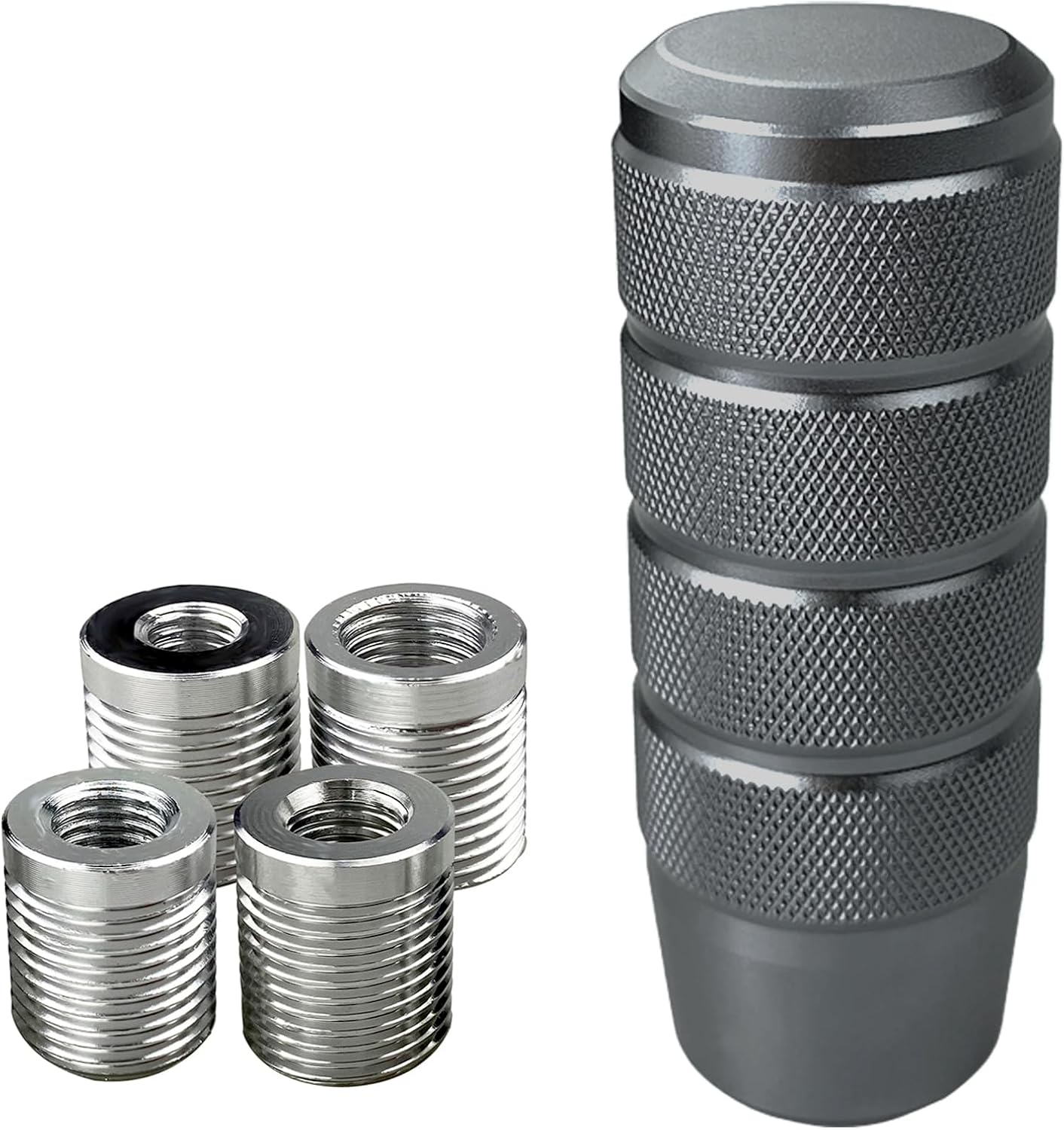 Ycooifo Shift Knob, 3.78" Aluminum Weighted Car Gear Stick Shifter Manual Knobs Fit Universal Manual Transmission Vehicle with 4 Threaded Adapters M8 M10 M12 X 1.25, M10X1.5 (Black)