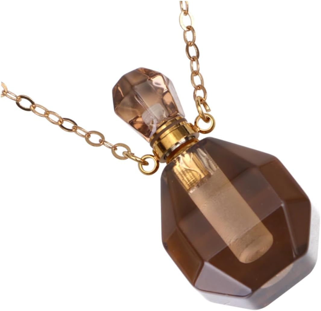 Fluorite Perfume Atomizer Bottle Pendant Travel Bottle Refillable Perfume Container Crystal Decor Necklace Jewelry