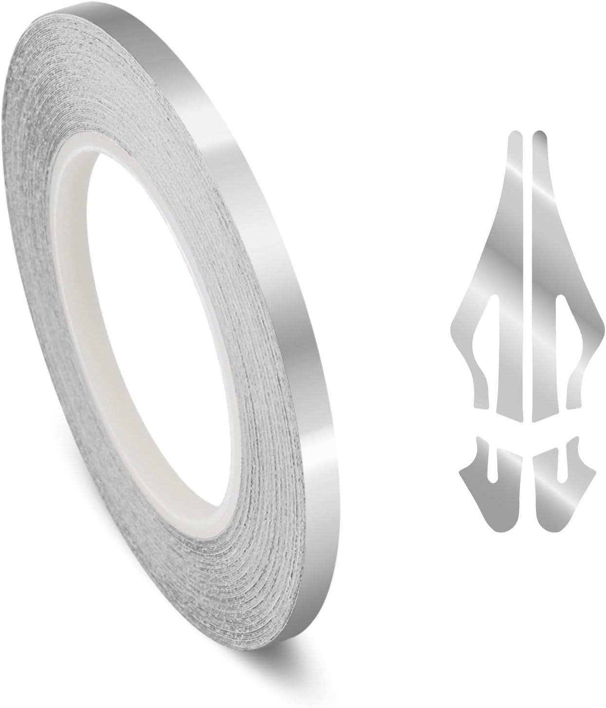 Chrome Silver Self-Adhesive Vinyl Pin Stripe Roll Decal Sticker Tape 9.80M 32Ft - 3Mm | 1/8", Universally Compatible for Cars, Trucks, Vans, Motorcycles, Bikes, Arts & Crafts image number 2