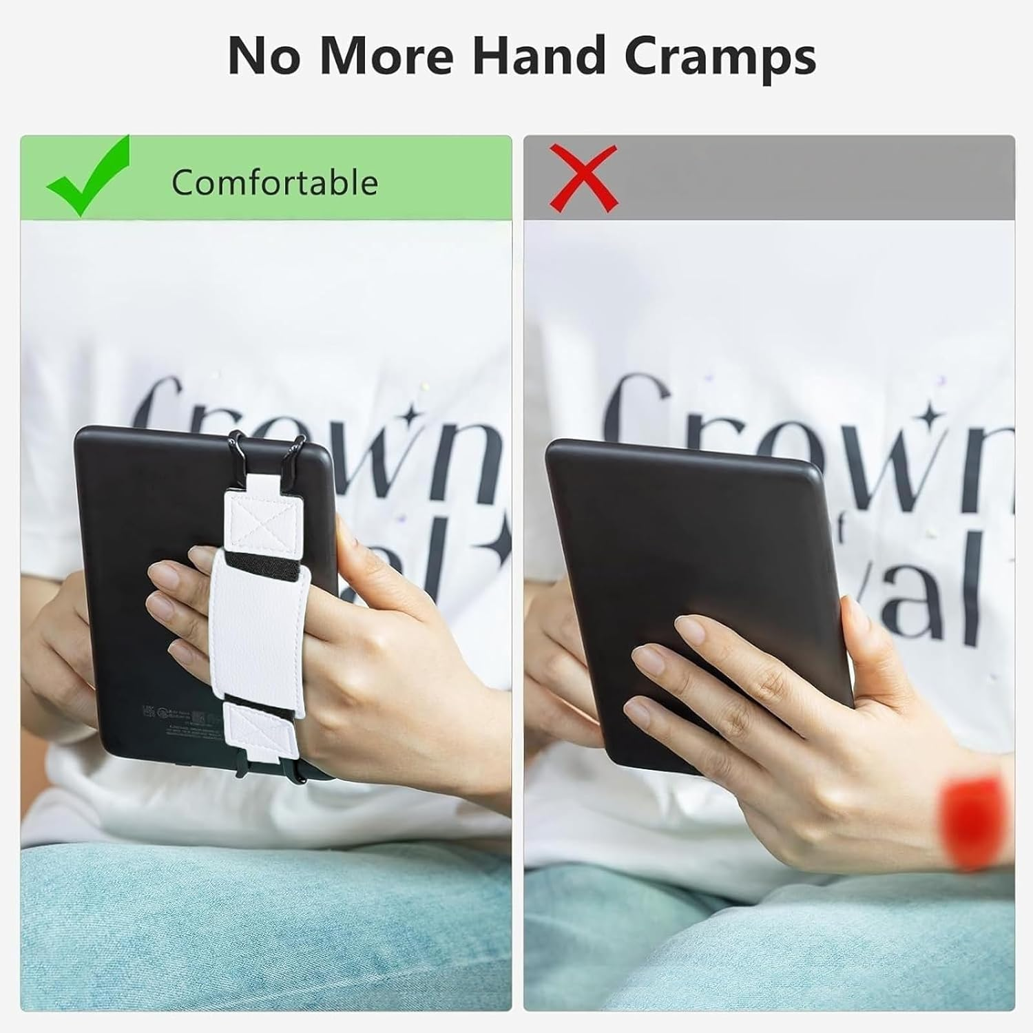 Kindle Hand Strap, White Finger Grip Holder for Kindle Tab and Tablet Accessories, Firmly and Comfortable Grip for Reading and Daily Use image number 4
