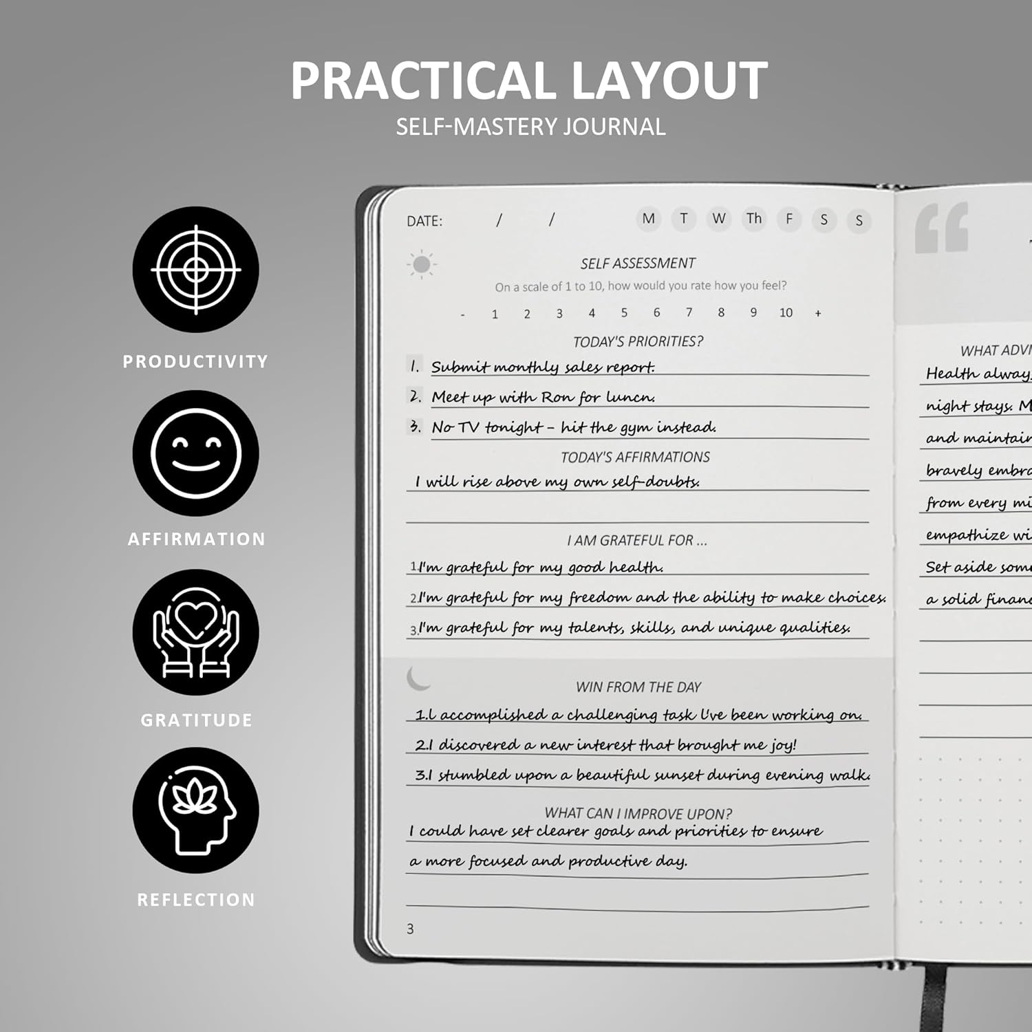 5 Minute Journal, 15-Week Gratitude Journal for Men, Self Care Journal with Prompts, Mens Journals for Mental Health, Self-Mastery Journal for Men image number 2