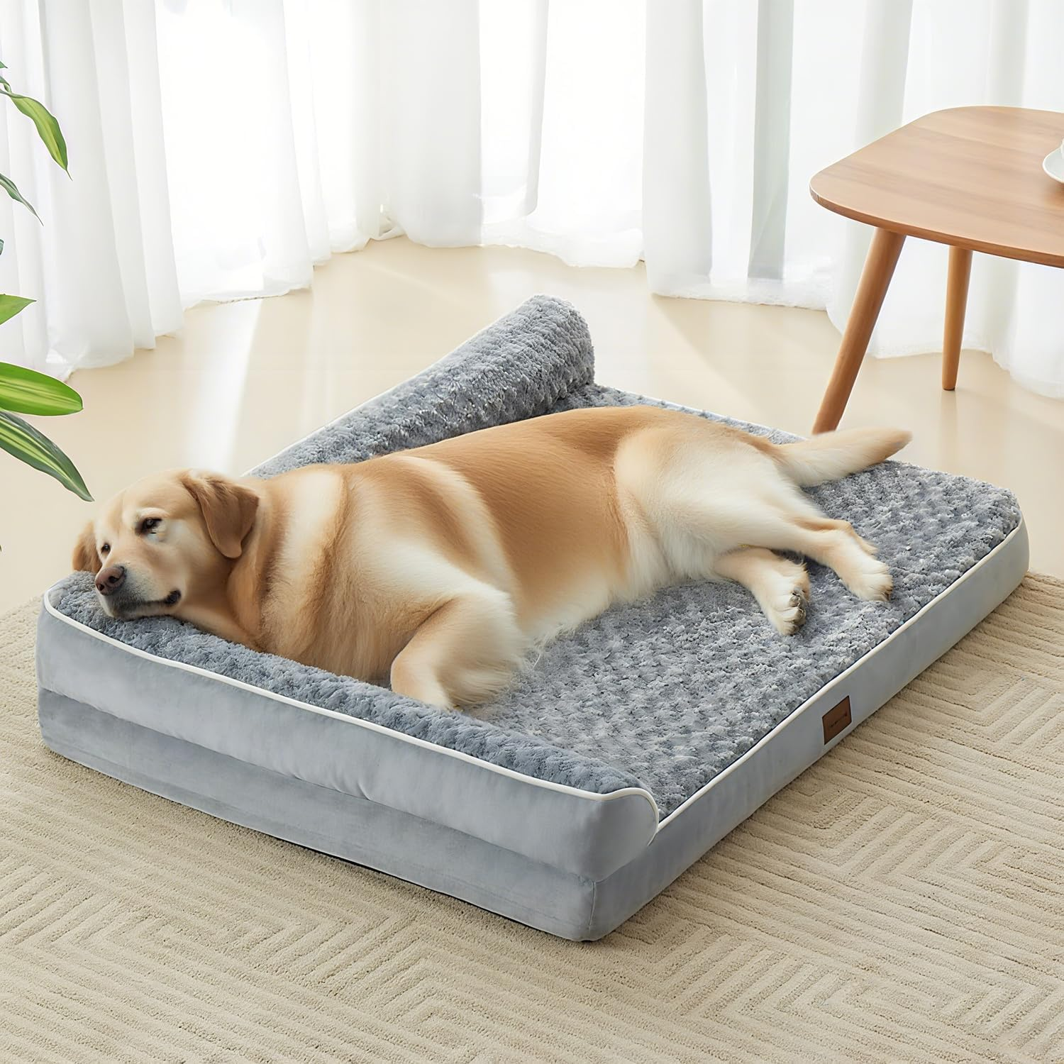 Honomastry Orthopedic Dog Bed for Large Dogs - Waterproof Pet Bed with Removable Washable Cover, Couch-Style Design for Medium/Big Dogs Comfort, Orthopedic Support for Joint Pain Relief (L, L-Shaped) image number 3