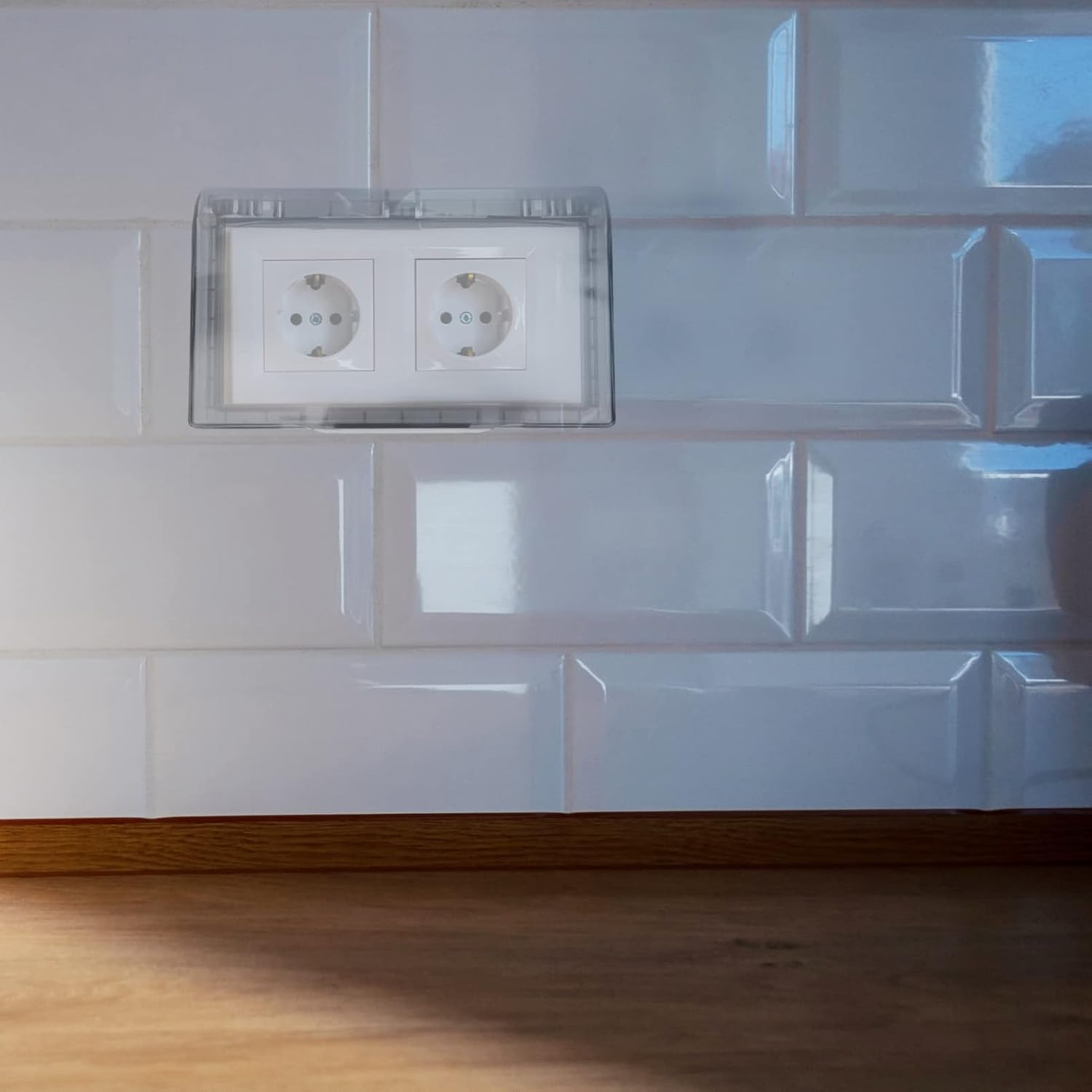 CLISPEED 2Pcs Light Switch Protector Wall Outlets Cover Electrical Outlet Covers Two Gang Receptacle Protector Outlet Plug Covers Led Outlet Cover Double Mouth Cover Baby Socket Acrylic image number 2