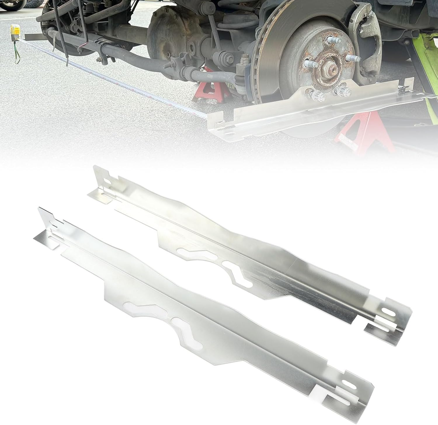 Toe Plates Wheel Alignment Tool, Heavy Duty Stainless Steel Plates for Accurate Measurements with Unique Slot Feature, Tailored for Coaxial Distance (Silver)