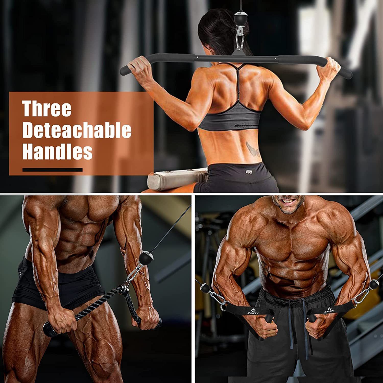 SERTT Fitness LAT and Lift Pulley System, Upgraded Pulley Cable Machine for Triceps Pull Down, Biceps Curl, Back, Forearm, Shoulder-Home Gym Equipment