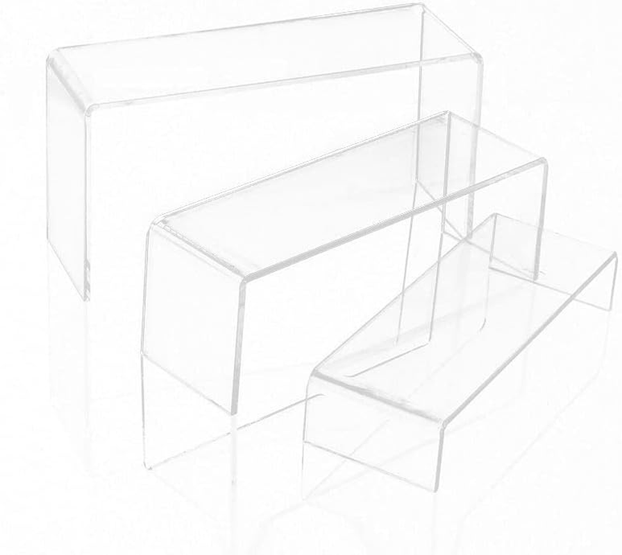 AIMALL 3Pcs Transparent Acrylic Shoes Display Stand Jewellery Rack Organiser, Durable and Clear, for Retail and Home Use image number 2