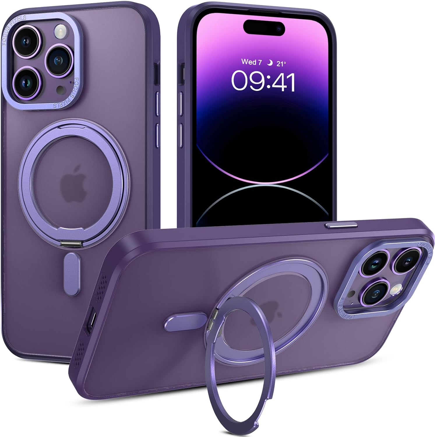 BENTOBEN Iphone 14 Pro Max Case, Magnetic Transparent Phone Case with Ring Holder, [Compatible with Magsafe] 360&deg; Rotatable Stand Flat Full Protection Slim Cases for Iphone 14 Pro Max 6.7 Inch, Clear