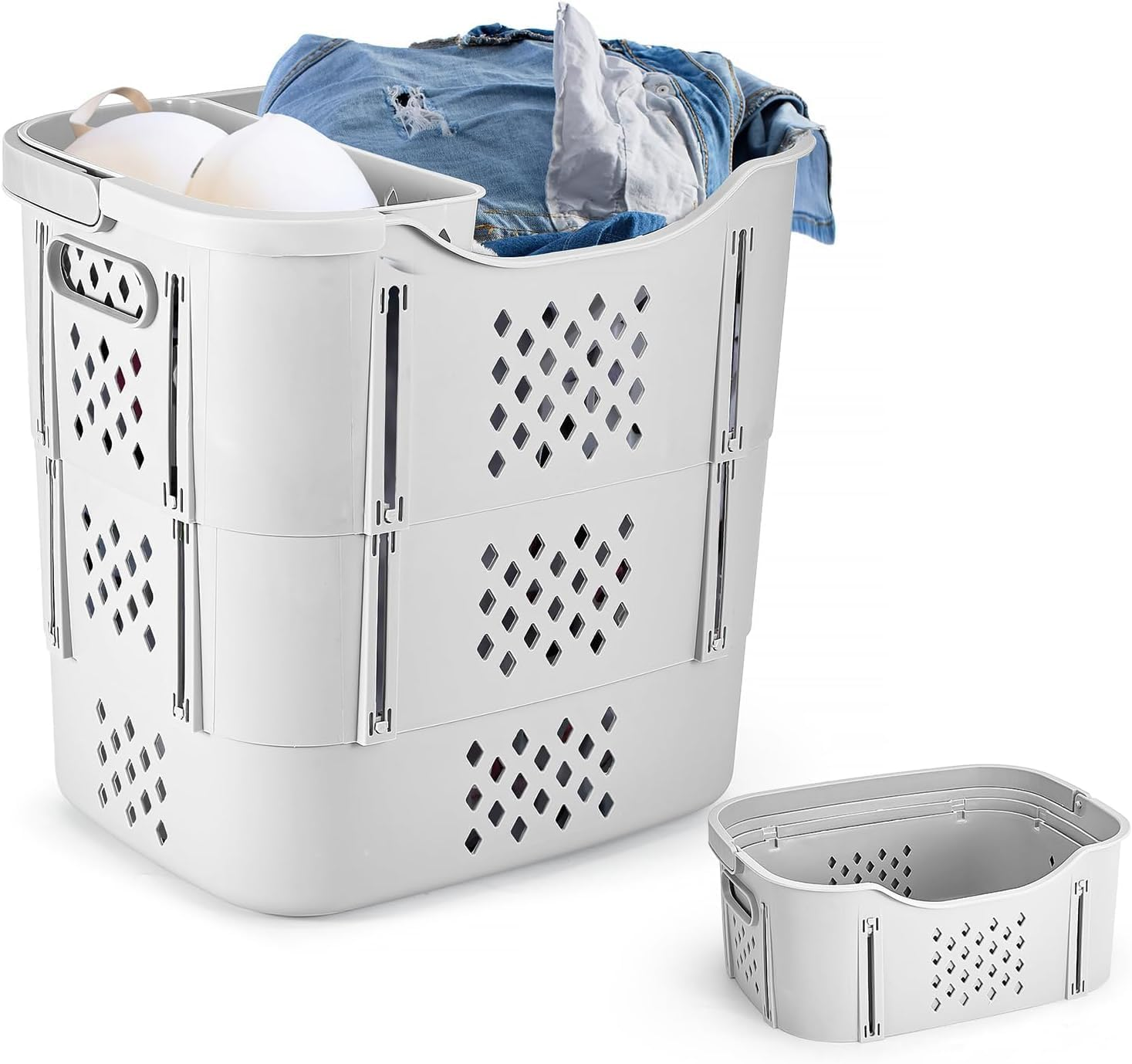 HAUNDRY Plastic Laundry Basket Set, Collapsible Storage Laundry Hamper - Foldable Pop up Laundry Basket for Washing & Storage 41L image number 2
