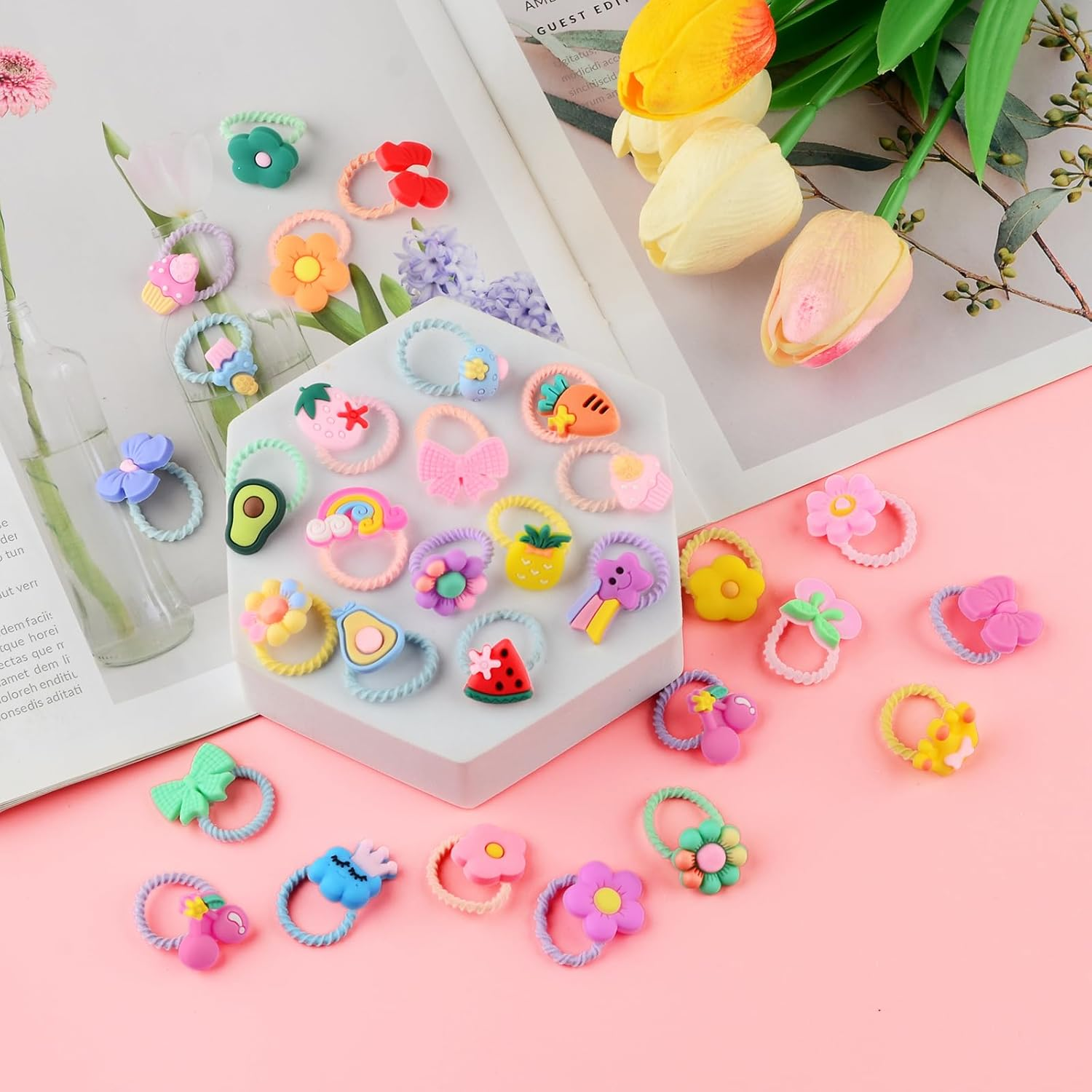 Elastic Hair Bobbles Baby Hair Bobbles Pack of 100 Hair Bobbles with Coloured Hairline Equipped as a Decorator with Faded Hair image number 5