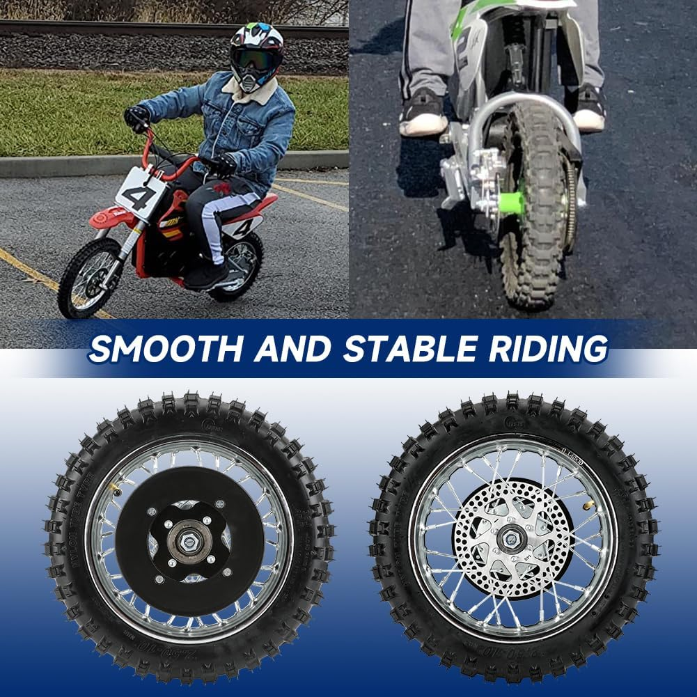 FVRITO Rear Wheel Assembly Replacement for Razor MX500 MX650 SX500 Mini Dirt Rocket Bike 2.50-10 2.50X10 Tire Tube Rim Chain Sprocket Axle Brake Rotor Parts image number 4