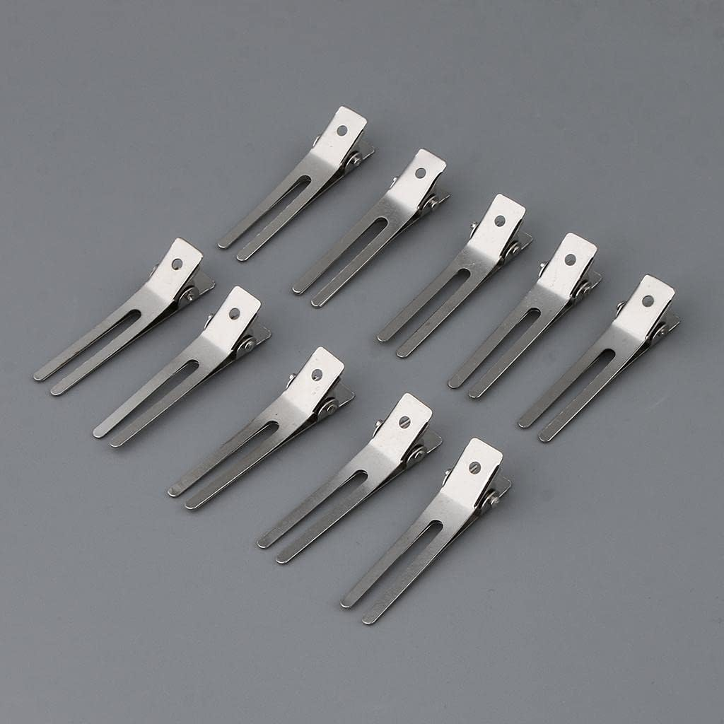 Baoblaze 10Pcs Women Girls Blank Silver Double Prong Metal Alligator Clips DIY Hair Bows Slides Makings 4.5 Cm image number 5