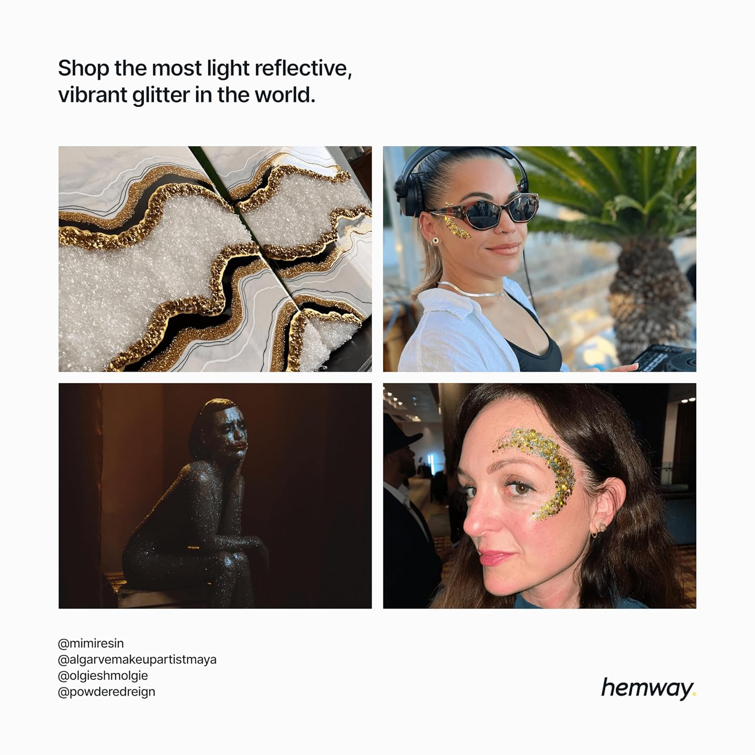 Hemway Chunky Glitter 130G/4.6Oz Mixed Craft Glitter Powder Sequin Metallic Flakes for Nail Art Body Face Eye Hair Festival, Epoxy Resin Tumblers Crafts, Party Decor - Gold Purple Holographic image number 1