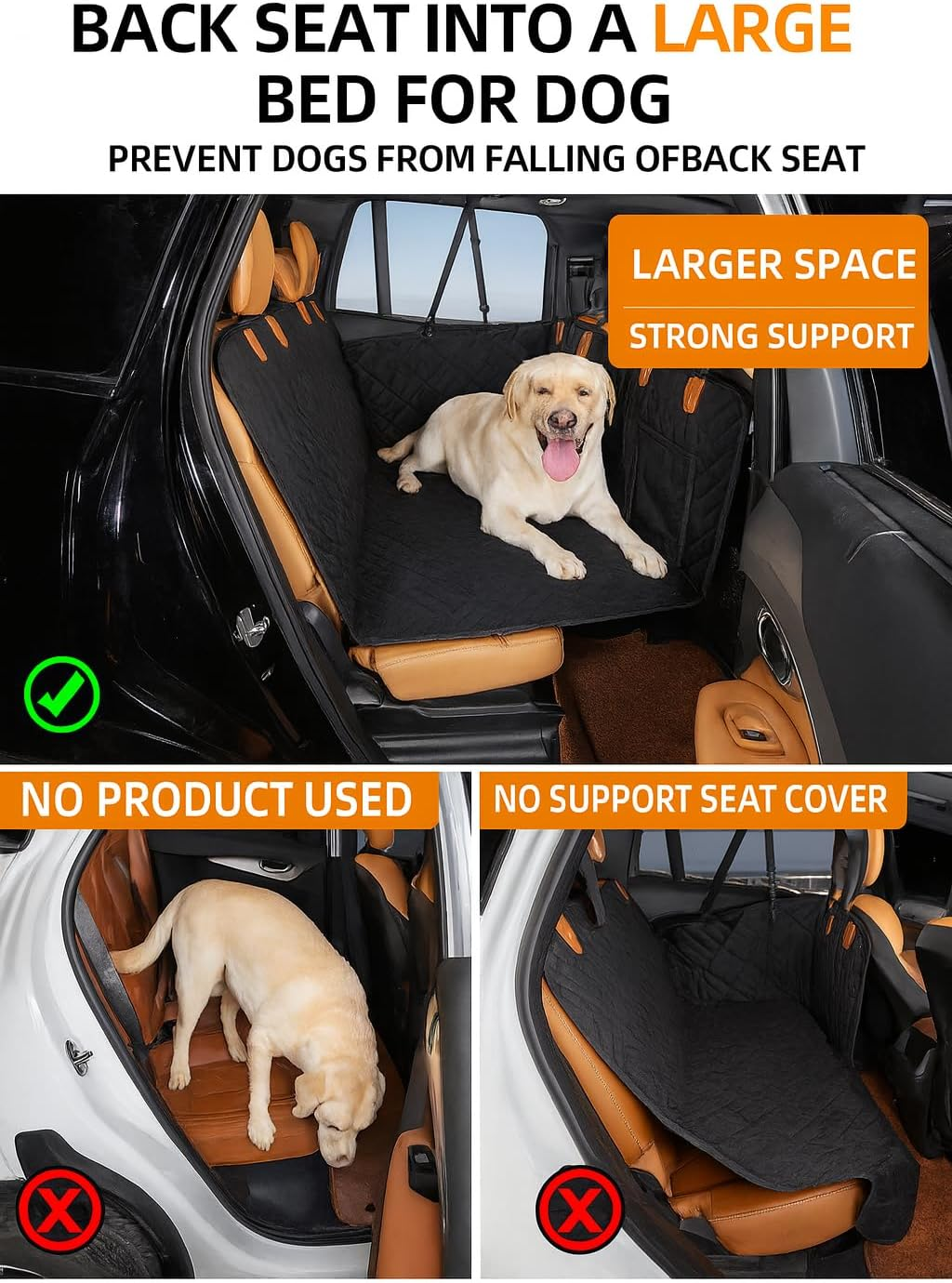Dog Car Seat Cover for Back Seat &ndash; Waterproof Car Accessories for Dogs, Hard Bottom Hammock Protector, Non-Slip Mat, Car Seat Covers Interior, Pet Travel Bench &ndash; Pawliner (132 X 160 Cm) image number 1