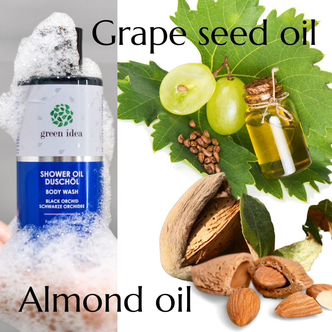 Green Idea - Shower Oil Lotus Flower | No Soap | Vegan | SLES Free | Gentle, for Sensitive Skin | Nourishing Grape Seed Oil | No Drying Out Sweetener | Free from Preservatives 200 Ml image number 4