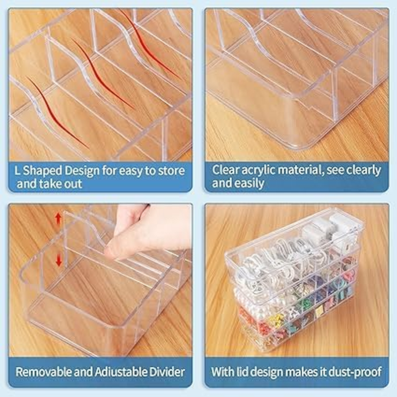 4 Pcs Clear Plastic Charger Cord Organizer Box, Cable Management Box with 40 Wire Clips, Electronics Organizer for Home Office Desktop Accessories （With One Lid） image number 2