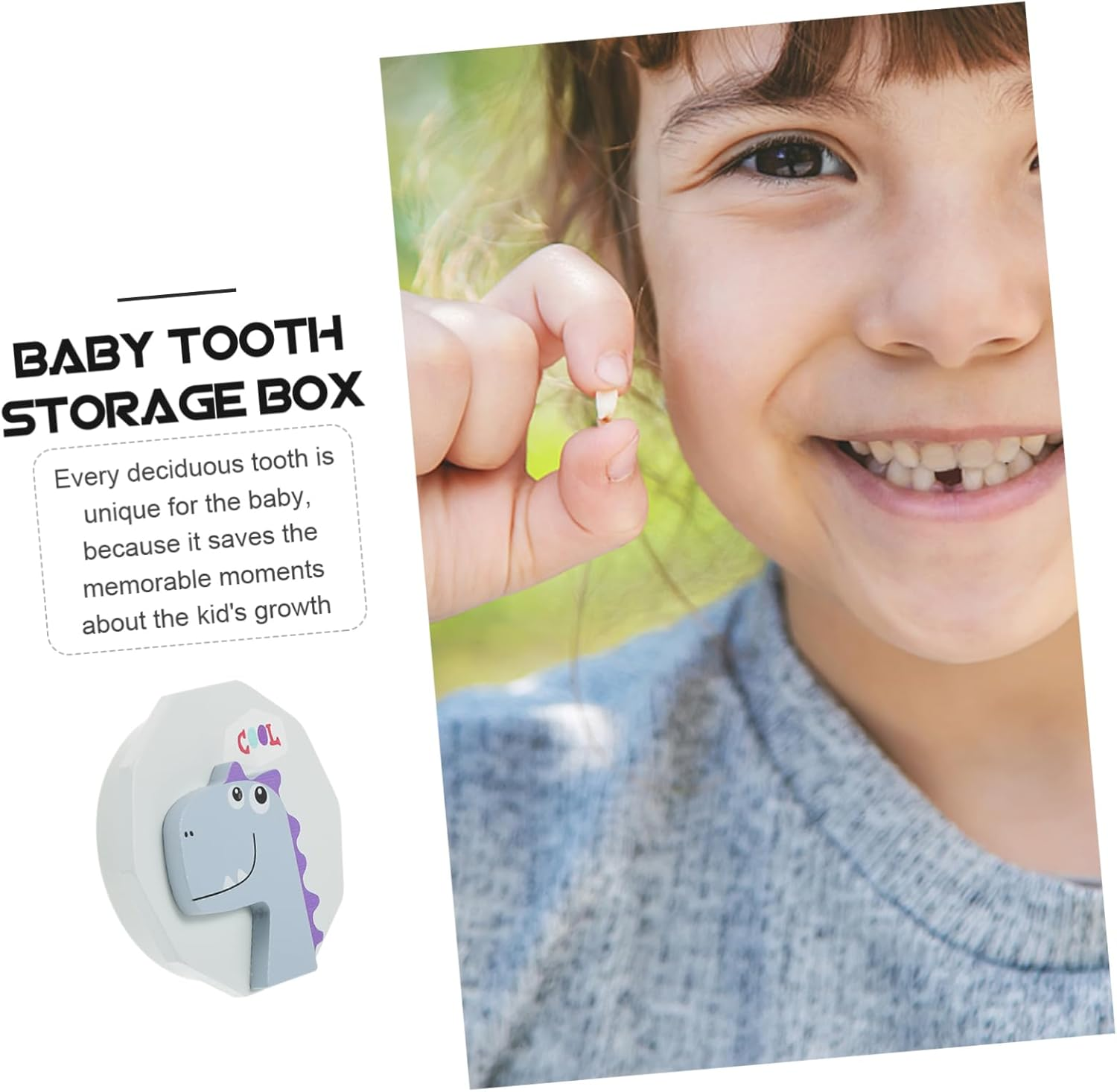 Box Wooden Tooth Keepsake Box for Cute Dinosaur Design Tooth Storage Case Present for Newborns image number 5