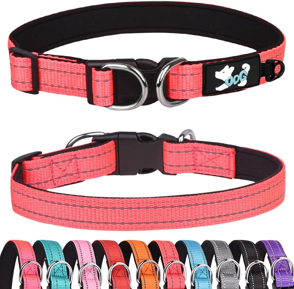 Haoyueer Padded Dog Collar Reflective Dog Collars for Small Medium Large Dogs Comfortable Soft Neoprene Adjustable Basic Dog Collars (S, Red) image number 7