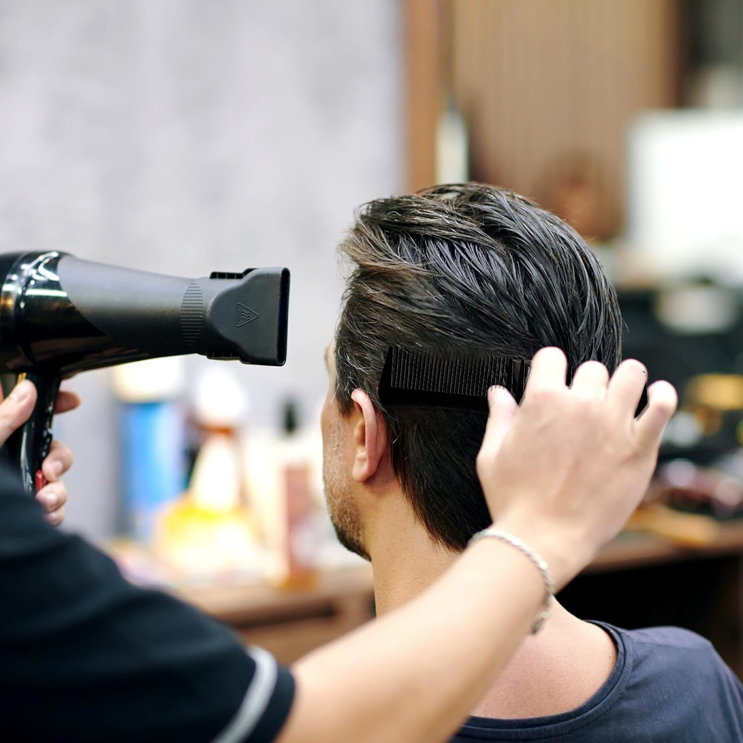 Mabor 4 Pcs Double-Sided Barber Combs, 7.17Inch All-Purpose Hair Grooming Detangling Hair Comb Plastic for Men & Women Wide & Fine Tooth for Professional Hairstyling image number 6