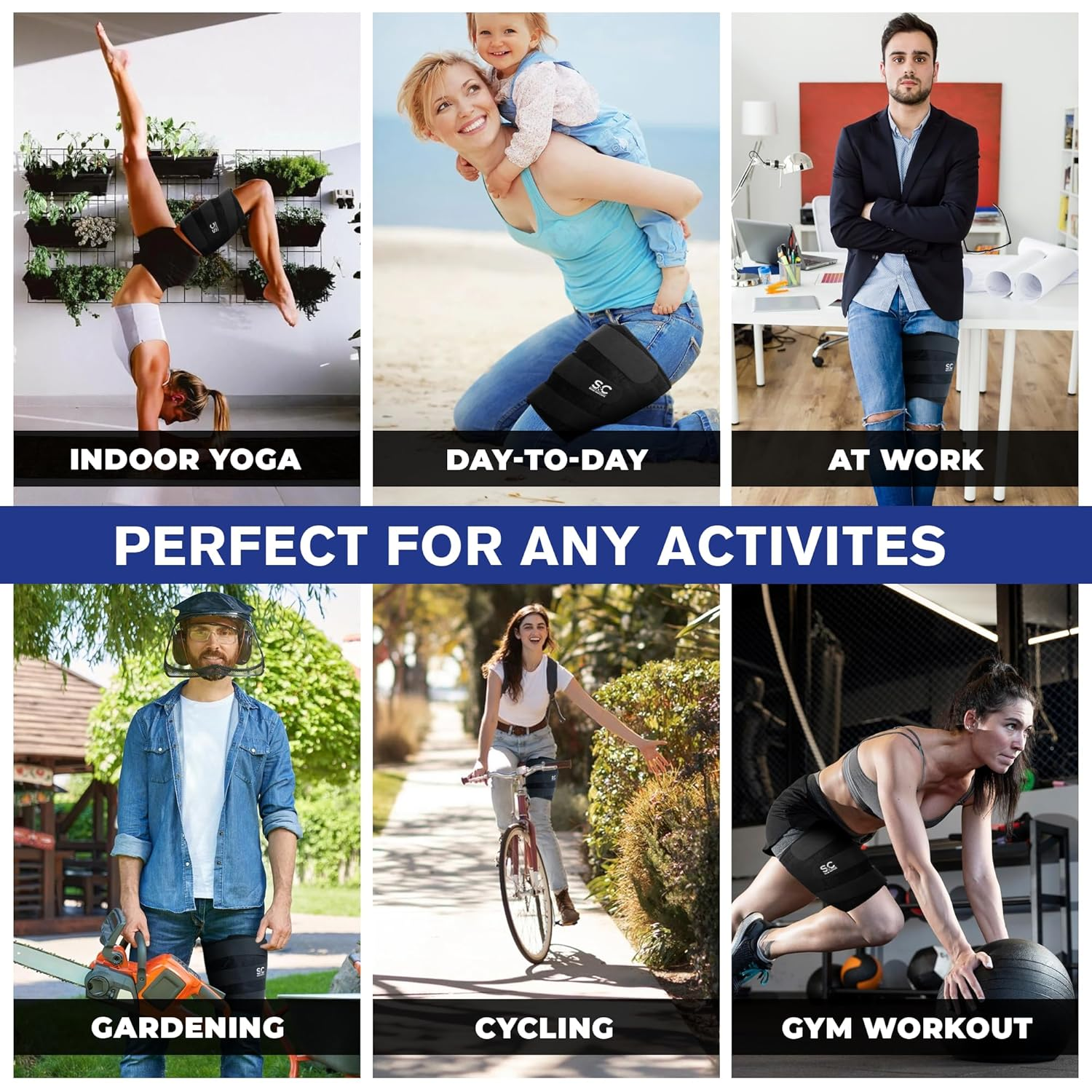 Stone and Clark Thigh Brace Support - Adjustable Fit Thigh Compression Sleeve for Men & Women - Groin Brace, Thigh Wrap Ideal for Muscle Recovery, Sports and Injury Prevention - XXL