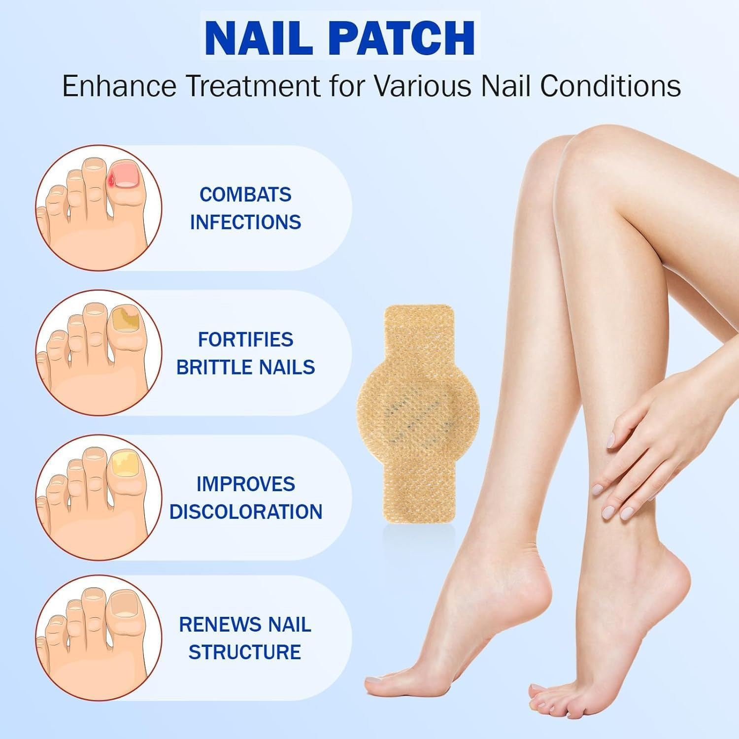 21 Pcs Toenail Fungus Treatment Patches, Extra Strength Nail Repair for Toenails & Fingernails, Nail Repair for Damaged, Discolored Nails, 8-Hour Overnight Nail Fast Acting Repair for Men and Women