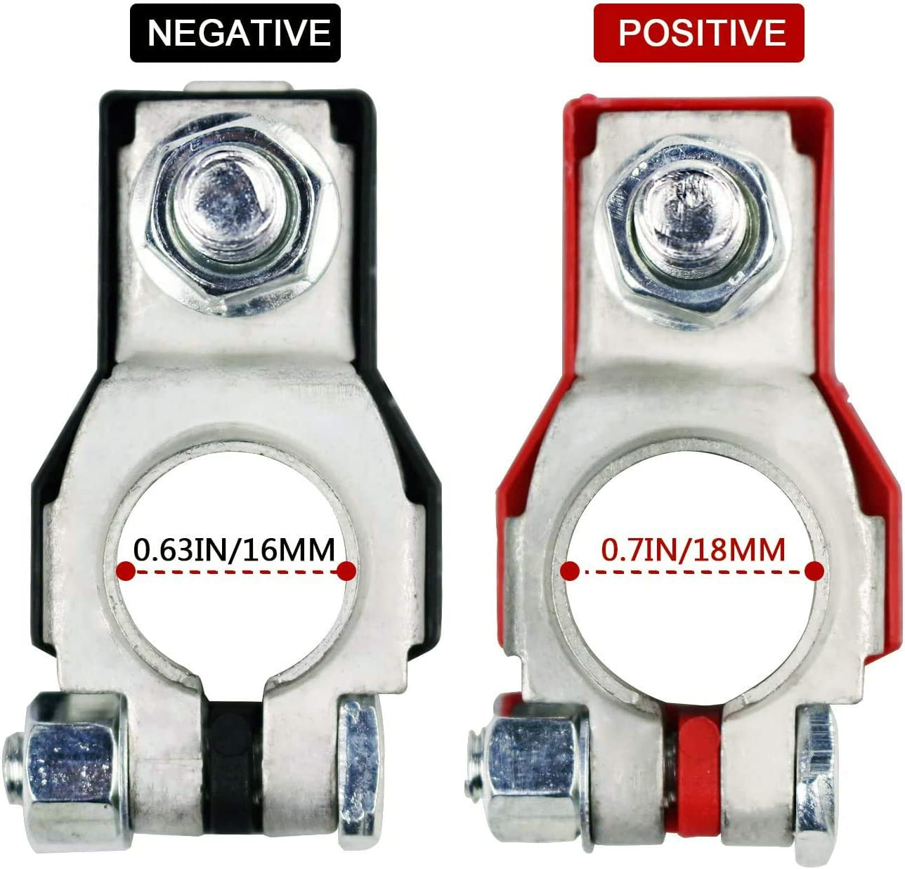 Battery Terminals for Nissan - Compatible for Nissan, Maxima, Rouge, Sentra, Murano,243407F000,24340-7F000, 243407F001, Positive and Negative,Plastic Cove - Copper Tinned image number 5