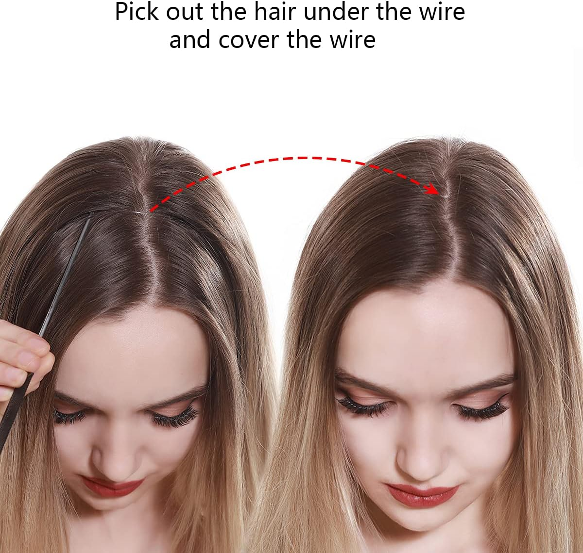 SARLA Short 14" Dark Brown Halo Hair Extension Secret Wire Hidden Hair Wavy 4.3Oz Synthetic Wavy Curly Natural Hairpieces Hair Piece (M04, 6# Dark Brown)