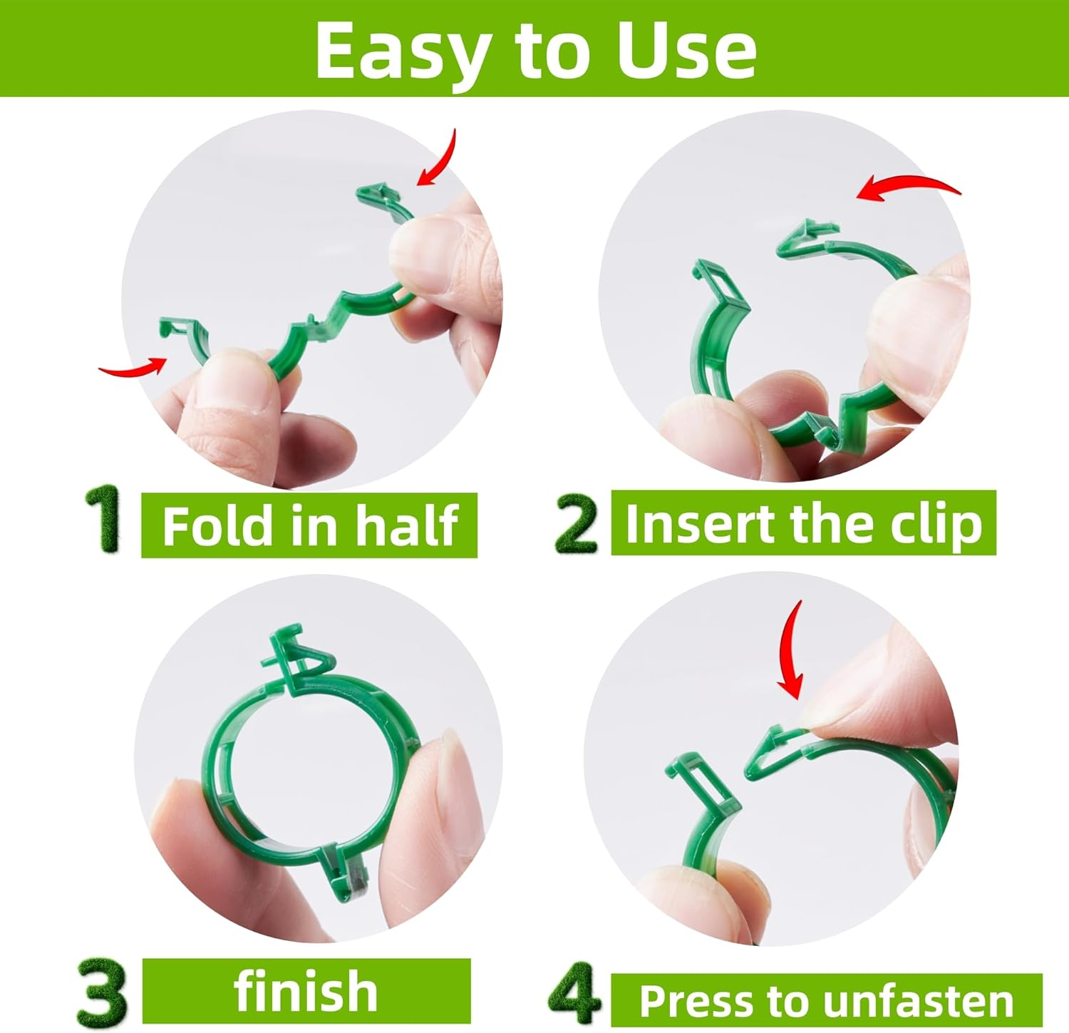 Plant Support Clips,Plastic Clips for Securing Plants,Tomato Vine Clips,Plant Fixing Clips,Garden Clips for Climbing Plants,Grape and Vine Vegetables (200, White) image number 4