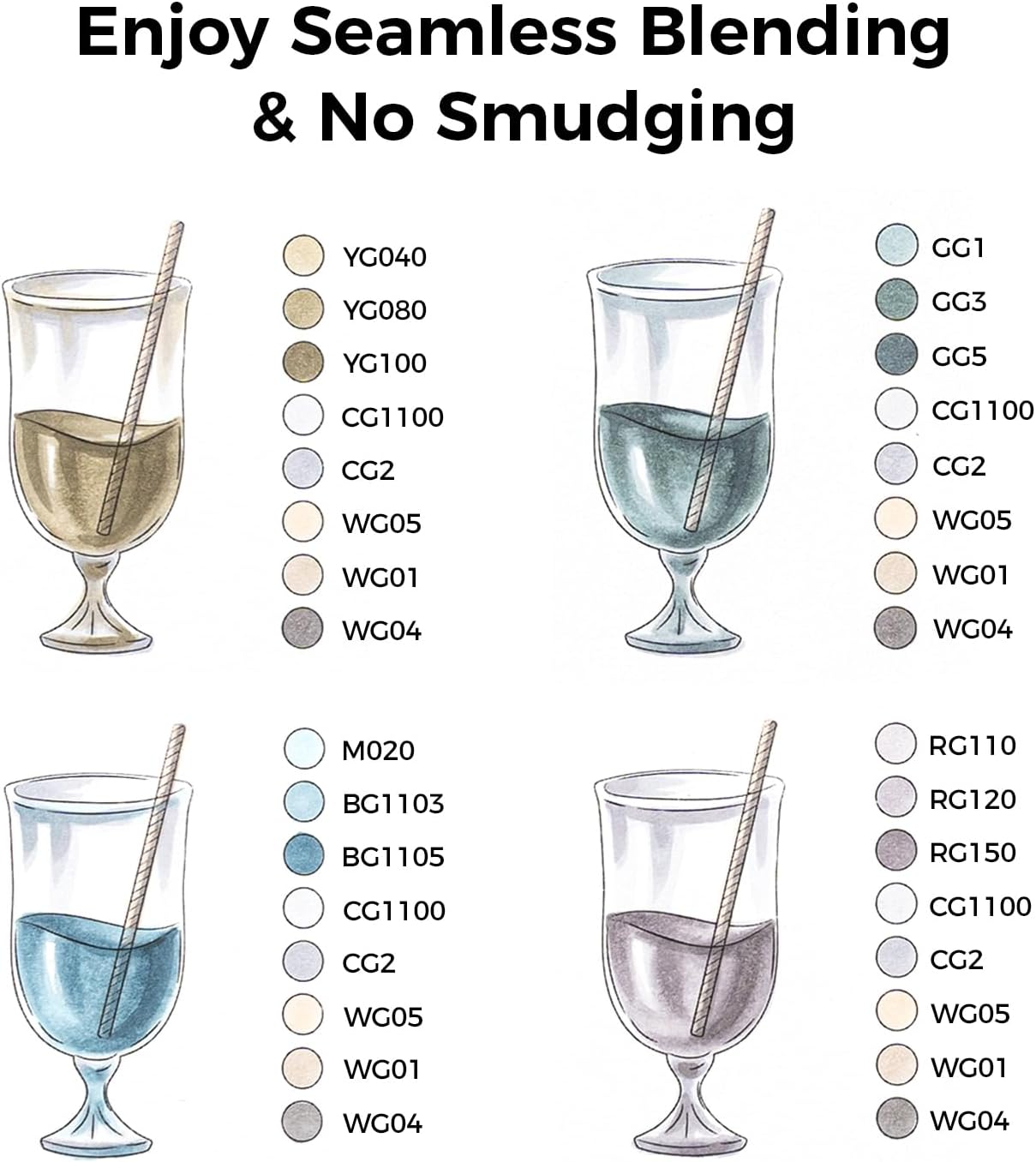 Basic-Color Alcohol Art Markers Set, Ohuhu Dual Tip, Brush & Chisel, Sketch Marker, Alcohol-Based Brush Markers, Comes W/ 1 Blender for Sketching, Adult Coloring, and Illustration Visit the Ohuhu Store (36 Pcs) image number 6