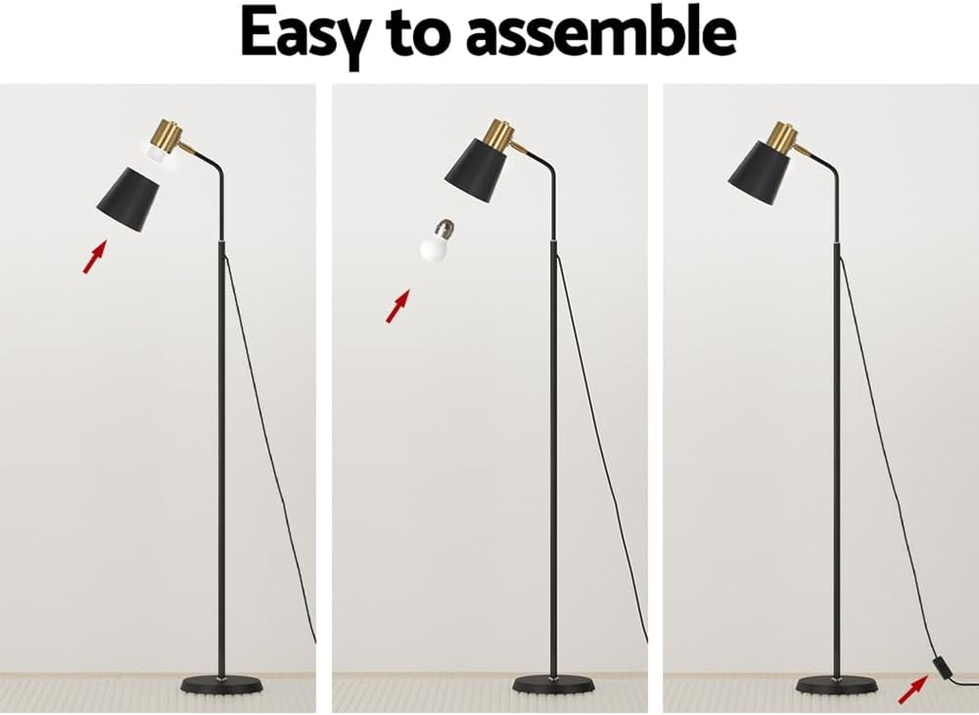 Artiss Floor Lamp, Metal LED Light Lamps Corner Standing Lights Display Stand Remote Control Home Decor for Reading Living Room Bedroom, Plastic Lampshade Stable Base Black