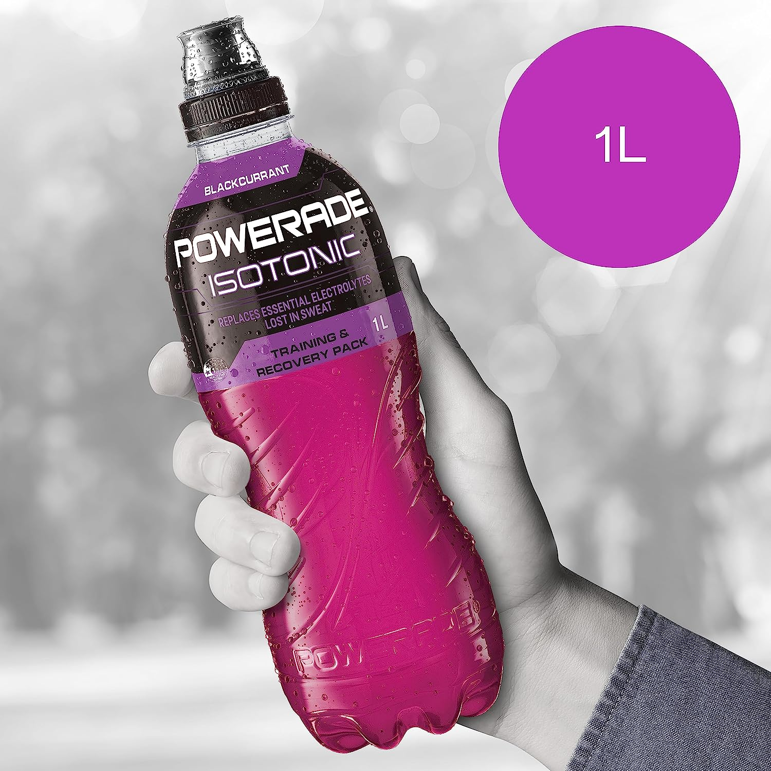 Powerade ION4 Blackcurrant Sports Drink Sipper Cap Multipack Bottles 12 X 1L image number 1