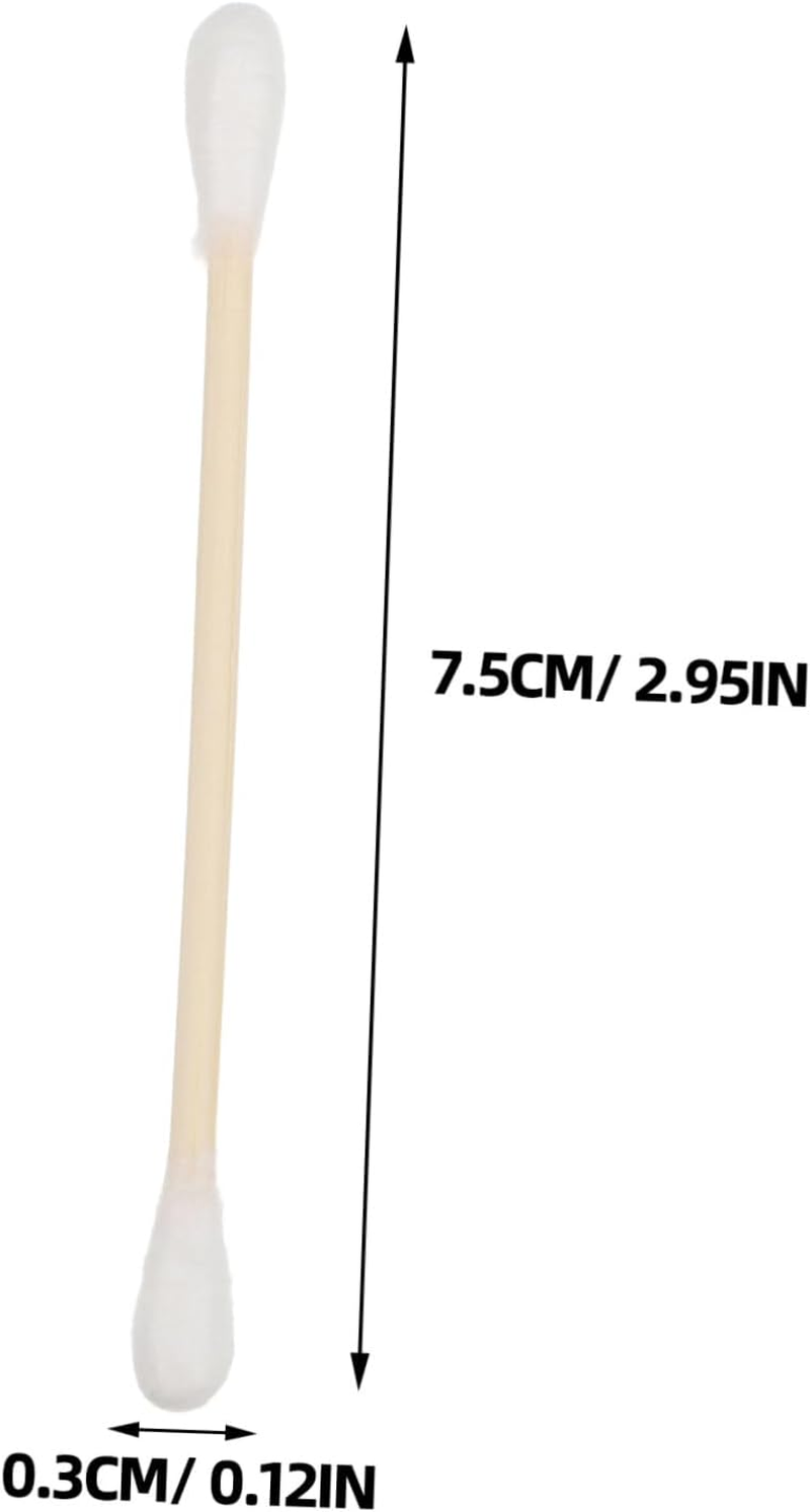 CHILDWEET 100Pcs Cotton Swabs Replacements Long Wooden Handles Makeup Removal Ear Cleaner Double Tipped image number 2